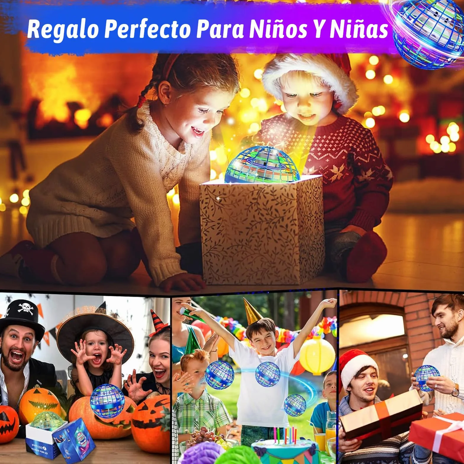 semai Flying Ball, Orbi Boomerang Ball Children's Toy from 6 Years with LED Light, Hand Controlled Hover Ball Gifts for Boys Girls 6-12 Years (Blue)