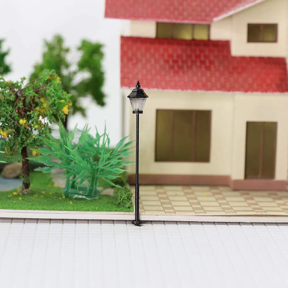 Evemodel 10 Pezzi Modello ferrovia Lampada lampione Stradale 57mm Calibro H0 Decorazione Bonsai