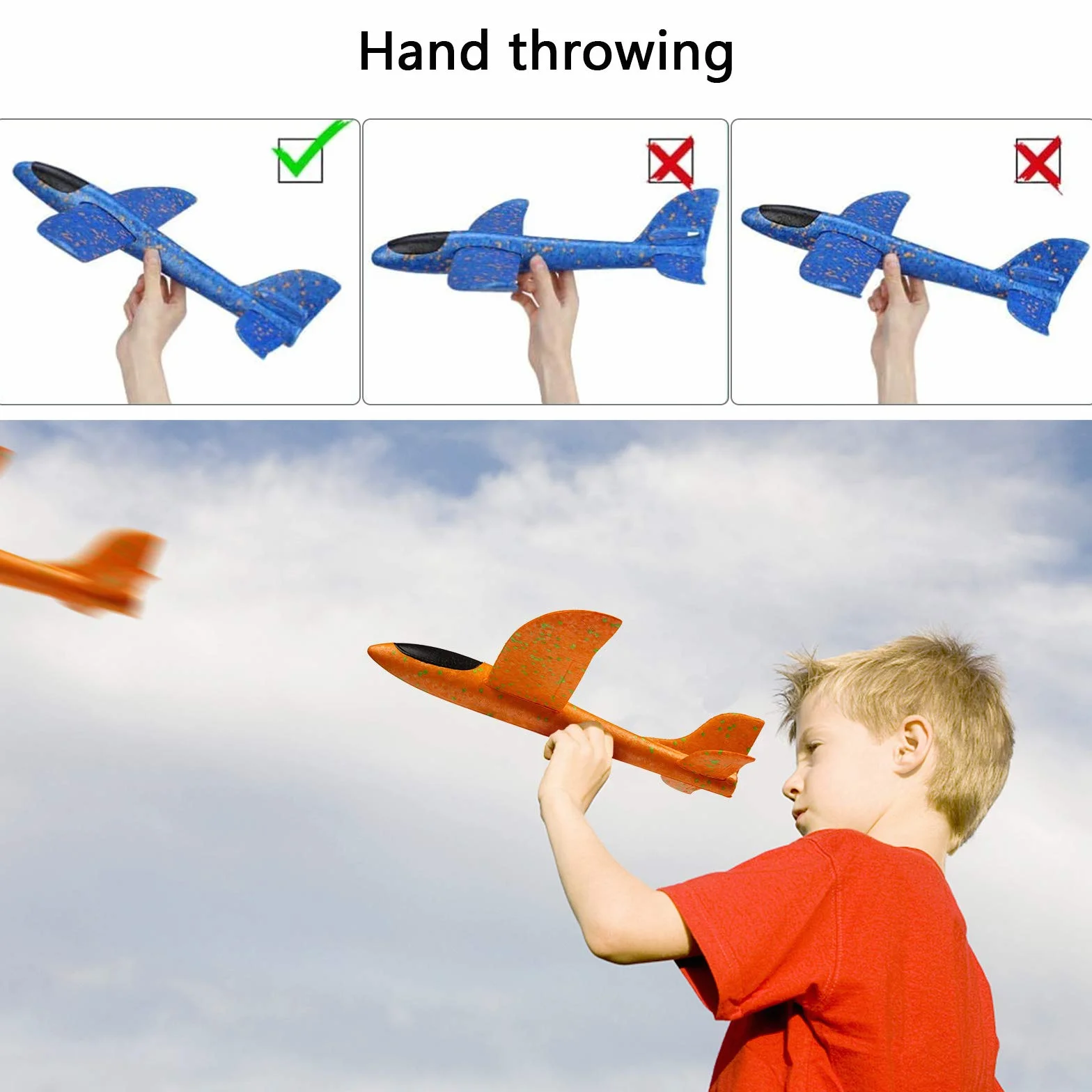 Comius Sharp Lancio a Mano Aereo, 3 Pezzi Aerei Aliante in Schiuma, Lancio Aliante Planes, Aliante Velivoli Manuale, Mano Giocattolo Aeroplano, Giochi All'aperto per Bambini