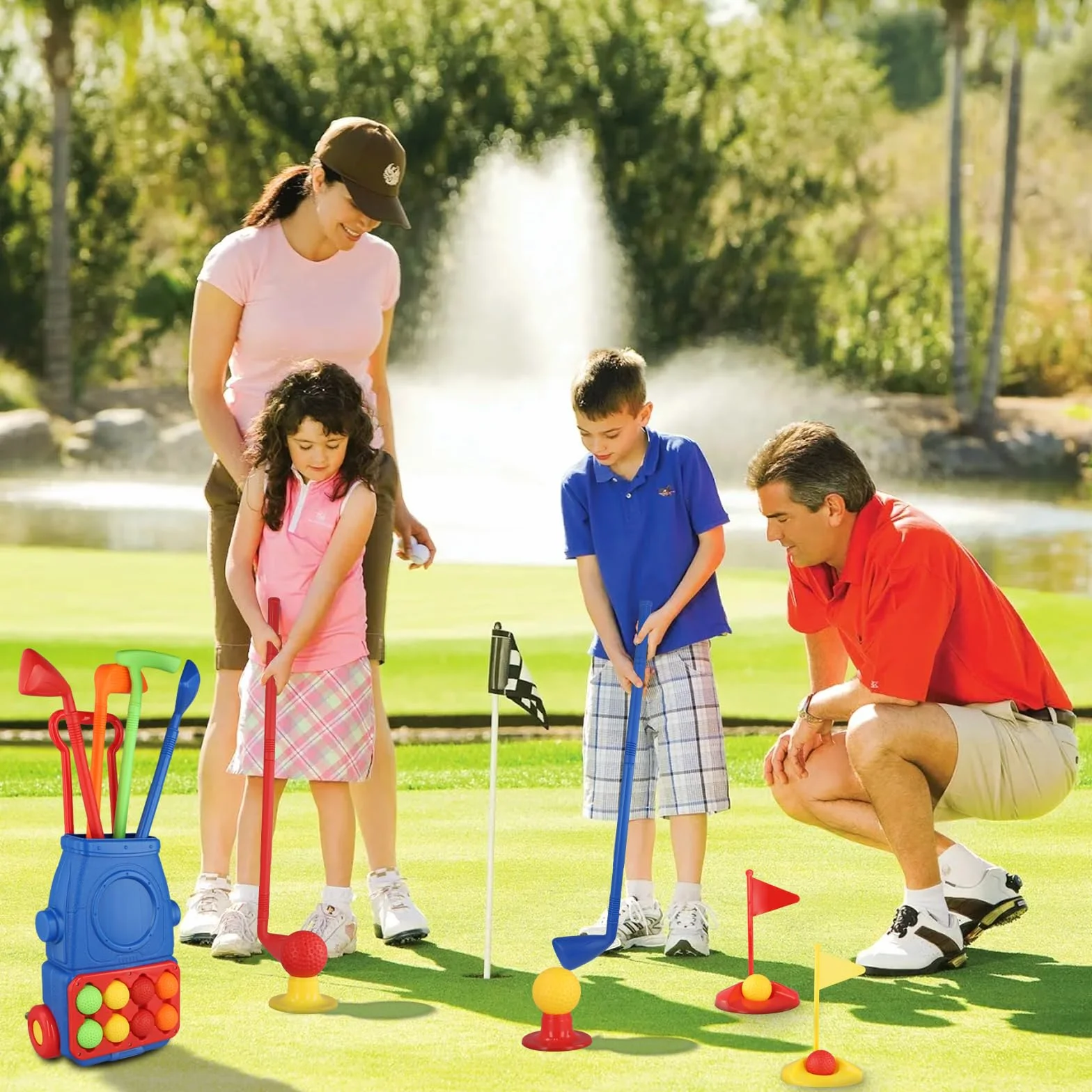 Toddler Golf Set Giocattoli per Bambini, Golf Valigia Gioco, 4 Mazze da Golf, 8 Palline, Giochi da Esterno per Bambini, Set di giocattoli da golf per bambini Giocattolo per Ragazzi Ragazze