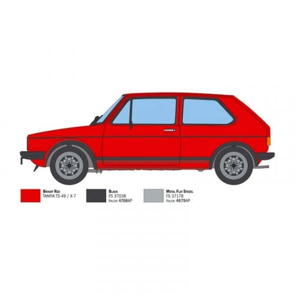 Italeri 3622 VW Golf GTI First Series 1976/79, Scala 1:24, Plastic Model Kit, Modello in Plastica da Montare, Multicolore