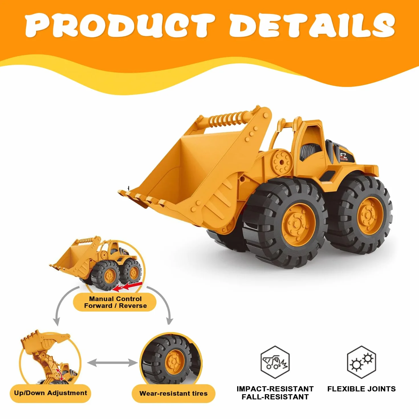 Generico 3 PCS Bambini Escavatore Giocattolo, Escavatore Sabbia Set, Camion Da Cantiere Giocattolo Con Camion Ribaltabile Escavator Caricatore Frontale, Per Bambini Di 3-12 Anni