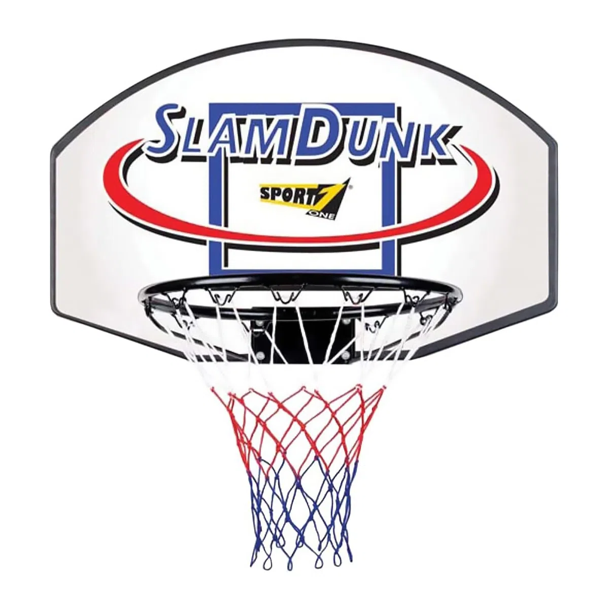 Sport1 Slam Dunk tabellone Basket. Canestro Basket in HDPE. Canestro da Muro. Tabellone Basket Esterno da 71cm. Canestro Basket Esterno da Muro in Metallo da 40cm. Rete Inclusa. Idea Regalo.
