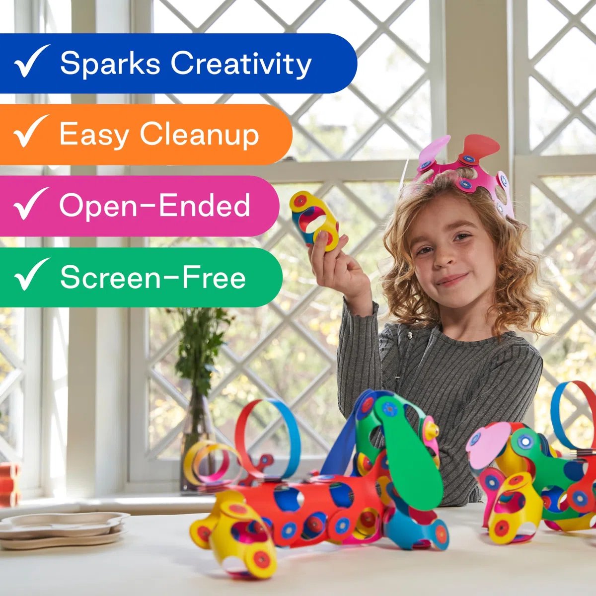 Jeu de construction magnétique Clixo Itsy Pack 18 pièces Vert et Bleu