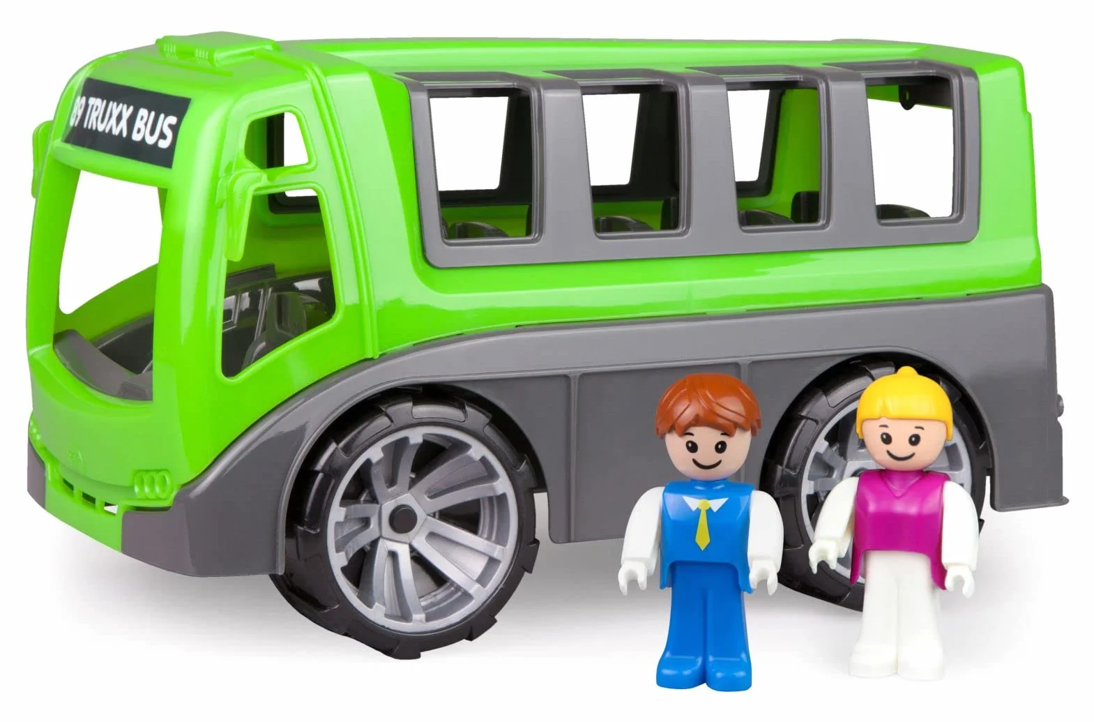 LENA - Truxx Allenatore Autobus Veicolo Giocattolo per 2+ Anni Bambini, Verde/Grigio