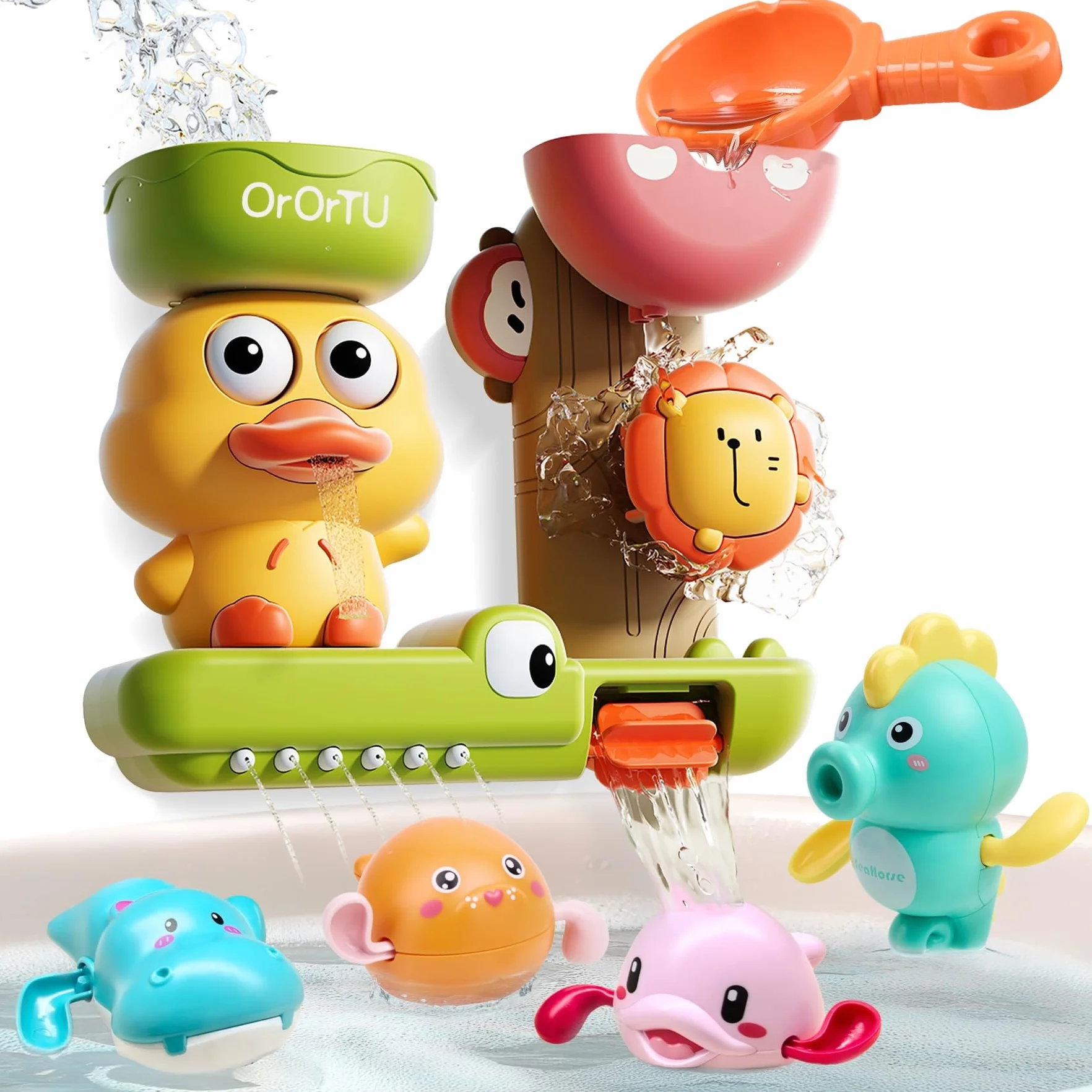 OR OR TU Giocattoli da Bagno per Bambini, Mulino ad acqua rotante con Ventose, Giocattoli da Bagno a vento per doccia per Bambini