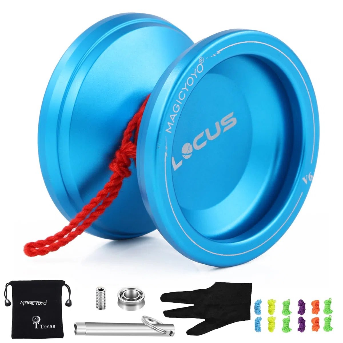MAGICYOYO V6 Yoyo Professionale Reattivo & Non Reattivo | Yo-yo Metallo per Bambini e Adulti | Da Principianti a Avanzati + Guanto + 12 Corde + Borsa + Strumento di Rimozione | Blu Scuro