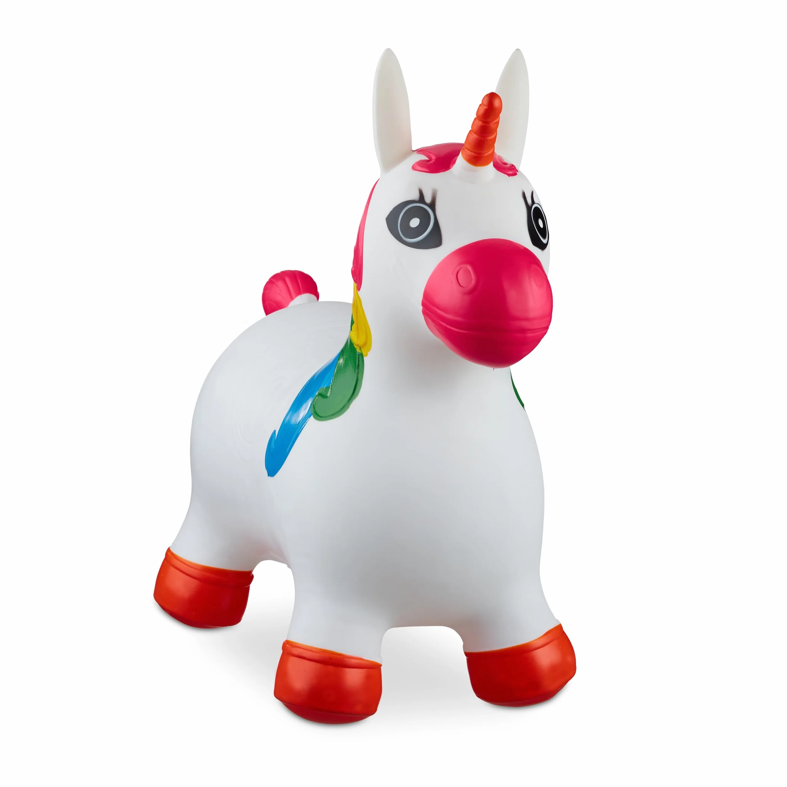 Relaxdays Unicorno Gonfiabile per Bambini, Gioco Animale Saltellante, Fino a 50 kg, Senza BPA, Pompa Manuale, Bianco