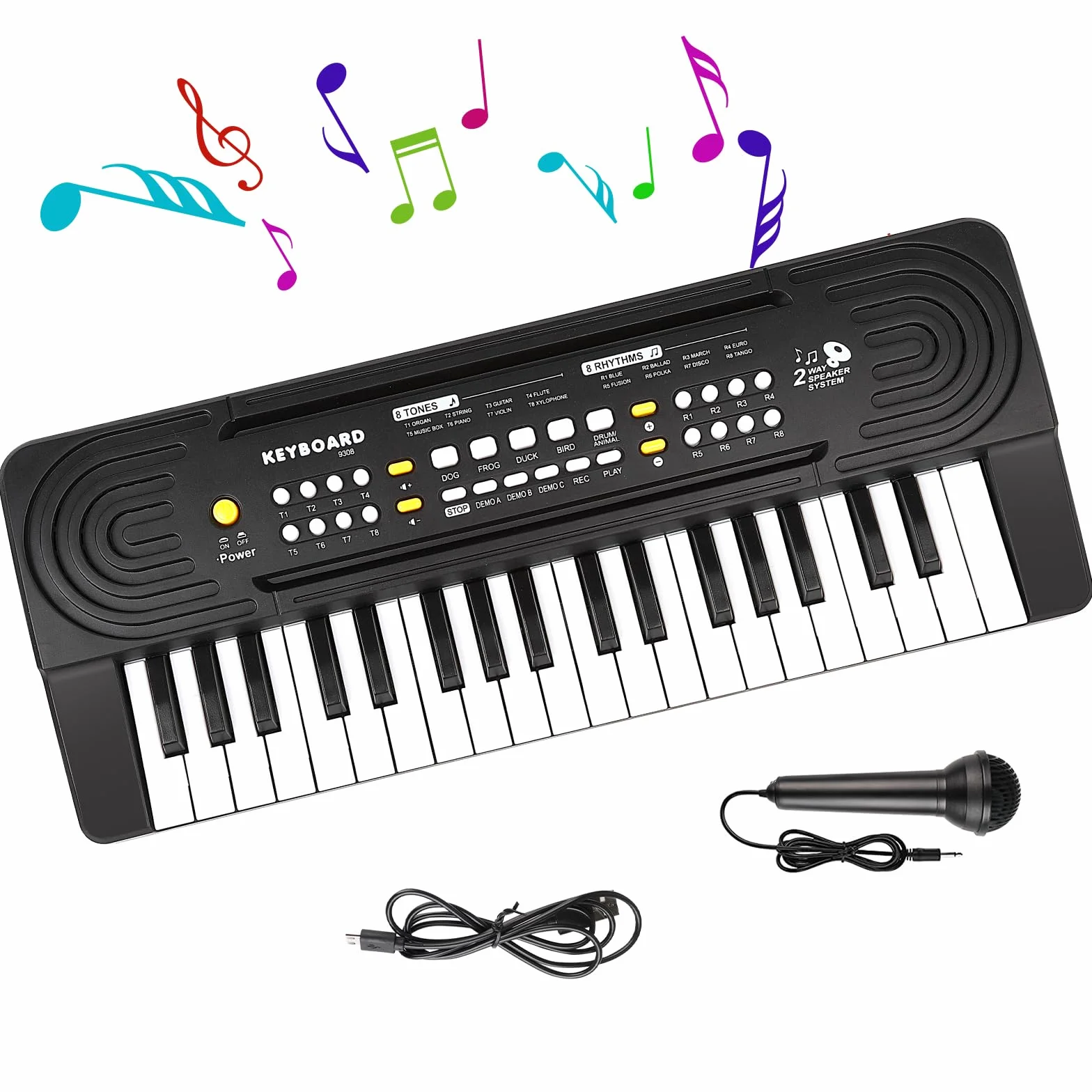Pianola Scuola Media Bambini, Shayson Tastiera 37 Tasti, Elettronica Digitale Musicale Tastiera Giocattolo Multifunzione, Portatile, con microfono, Educativo, Regalo 3+Anni, Nero, 40*18*6CM