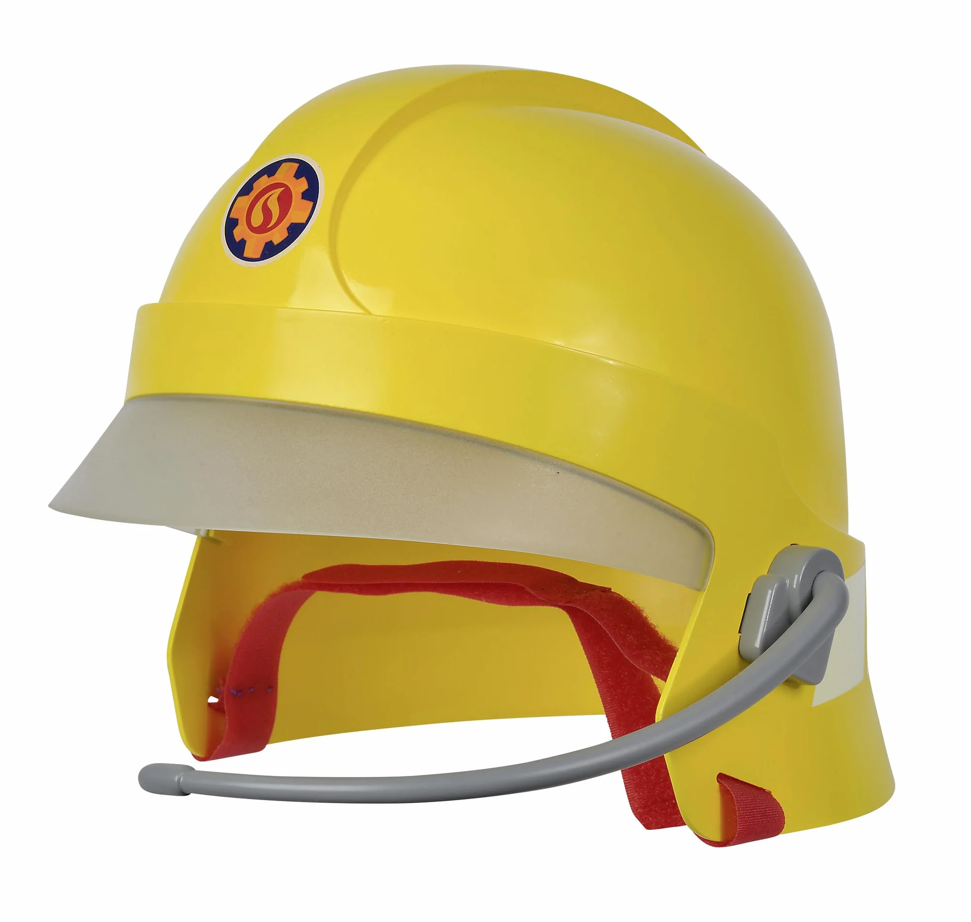 SIMBA 109252596 Sam - Casco da pompiere con visiera e adesivo si illuminano al buio, con microfono, cuscinetti in schiuma all'interno, dai 3 anni in su, rosso
