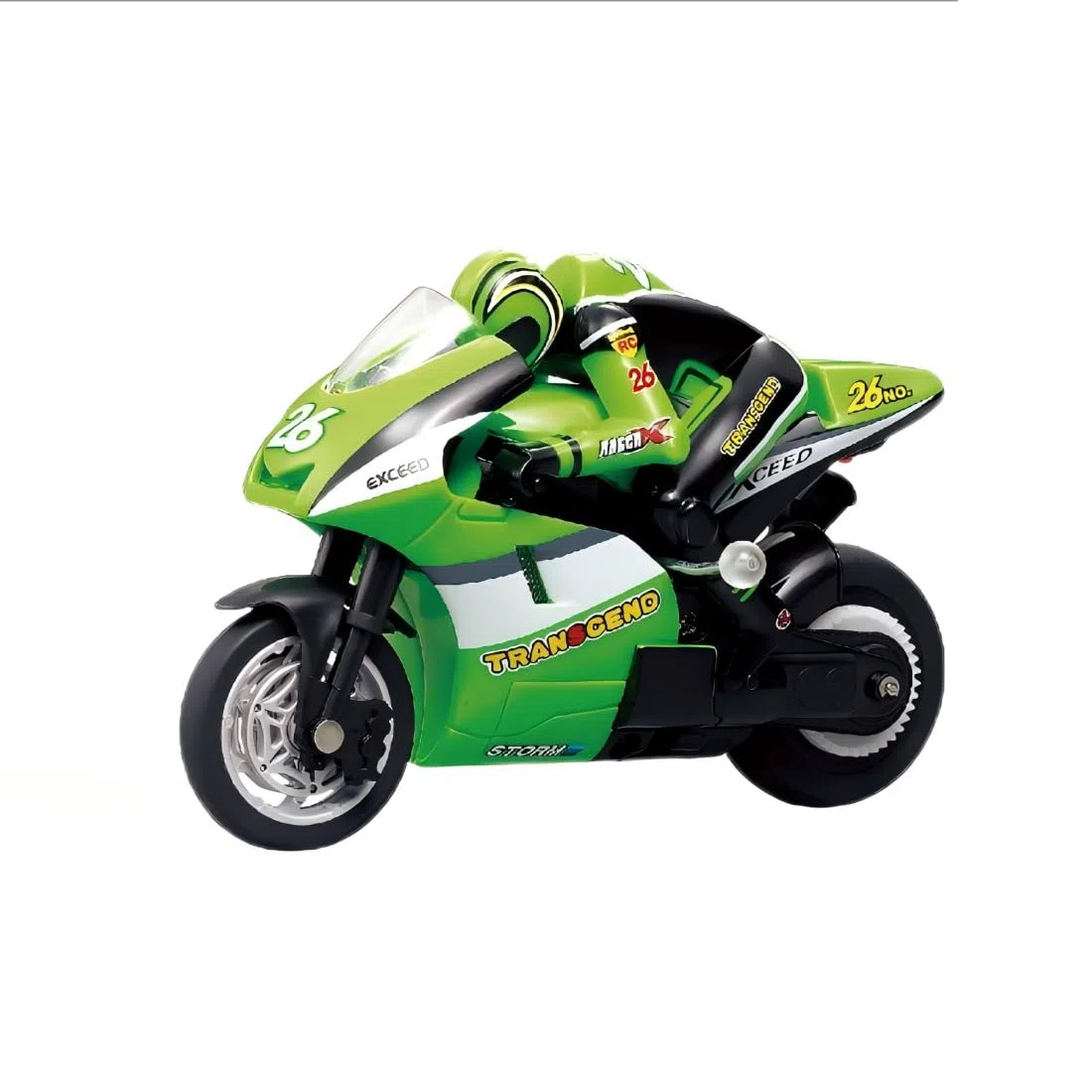 Moto radiocomandata, 8012, con giroscopio e acrobazia, 2,4 G, ad alta velocità, con portata di 30 m, sterzo proporzionale, pneumatici in gomma per tutti i terreni, verde