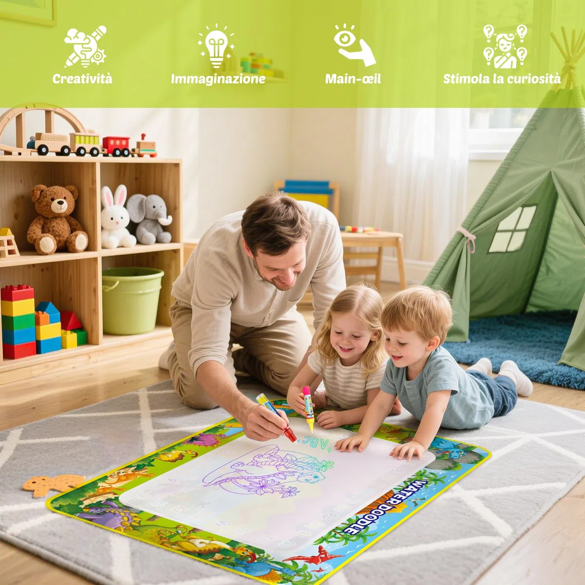 Giochi Bambini 1 Anno - Tappeto Magico, 110x70cm Giochi Bambini 2 Anni, Regalo bambina 1-6 Anni, in Scatola