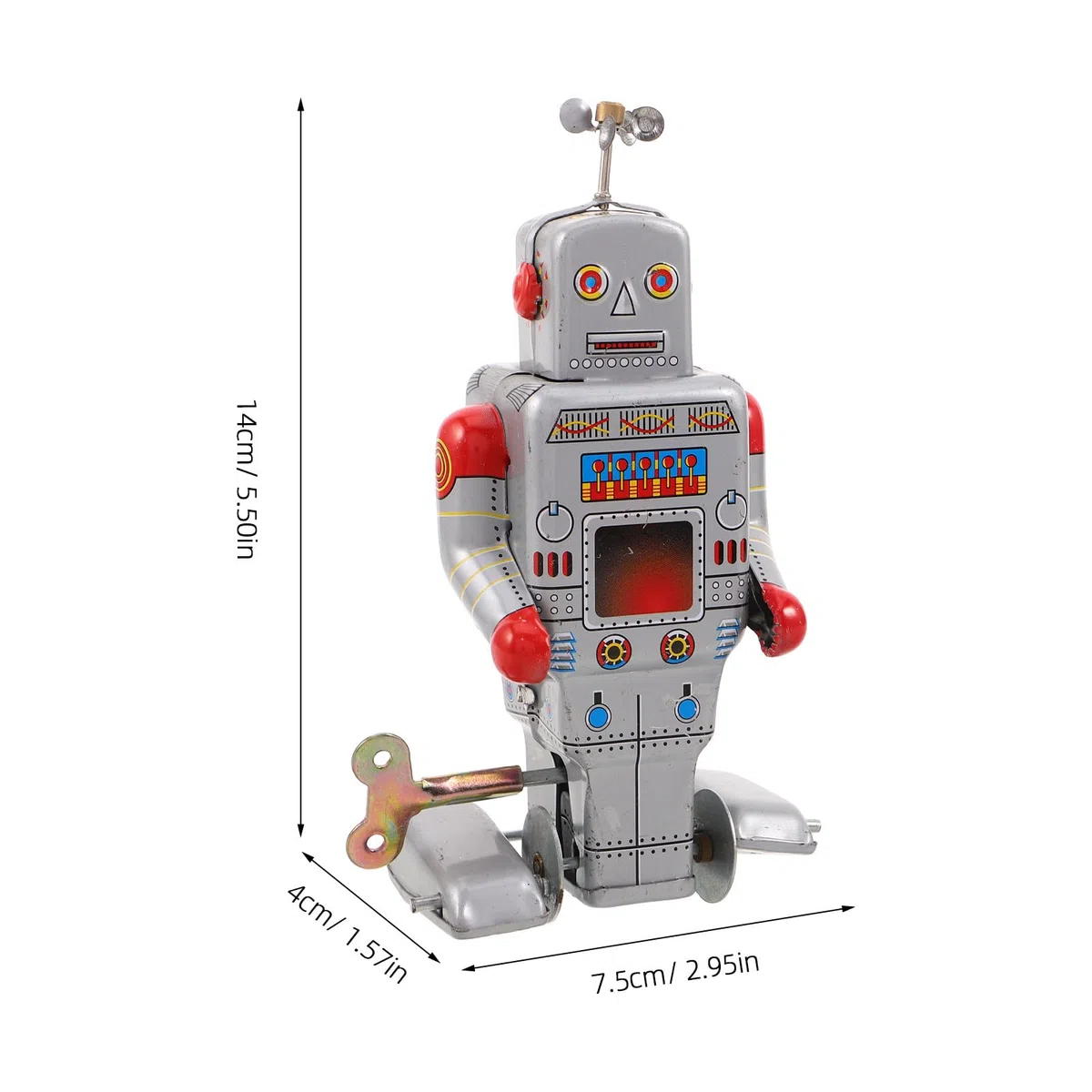 Robot Giocattolo a Carica Manuale: Figura Meccanica retrò in Latta con meccanismo a orologeria - Robot Meccanico in Metallo Che Cammina - Oggetto da Collezione per Decorazione da scrivania,