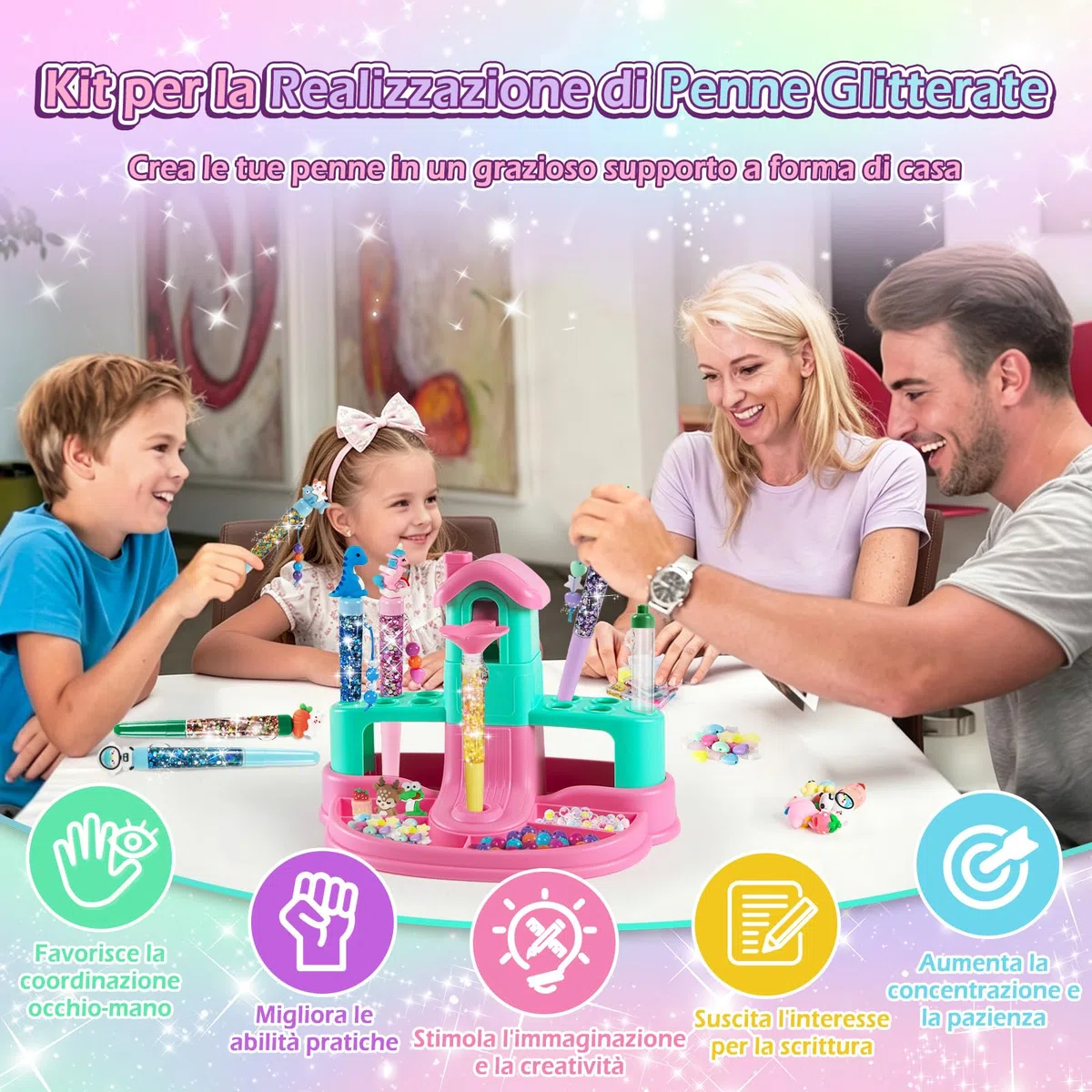 Kazzley 78+ PCS Fabbrica di Penne a Forma di Casa, Arti e Mestieri per Ragazze 6 7 8 9 10 12 anni, Kit di Creazione di Penne Personalizzabili, Giocattoli Regalo per Bambini e Ragazze in Comunione e