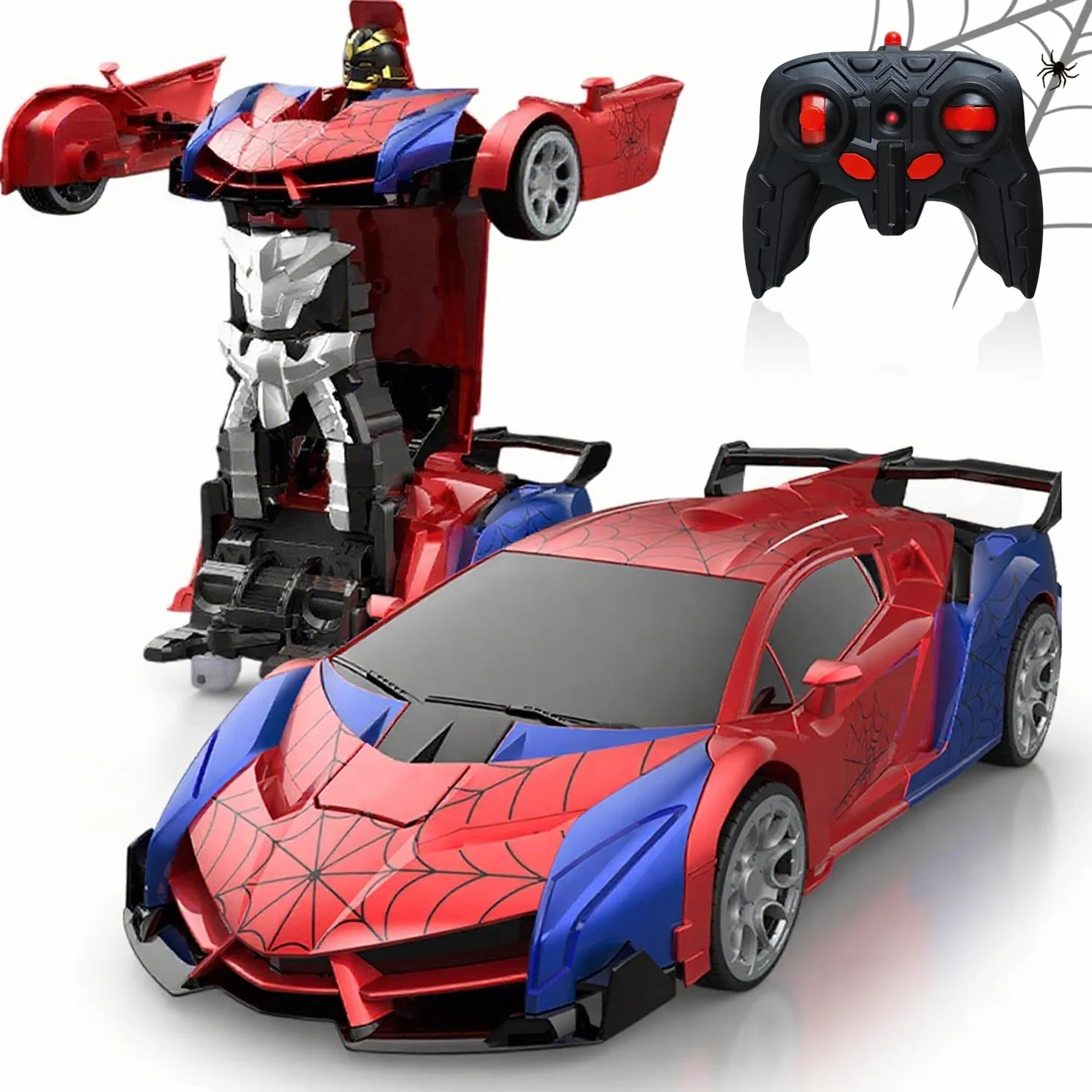 Macchina Telecomandata per Bambini, Giochi Trasforma Robot Giocattolo Cars con Luci e Rotazione a 360, 2.4GHz Macchinina Radiocomandata Gioco Regalo Natale Compleanno Bambino 3 4 5 6 7 8 Anni Maschio