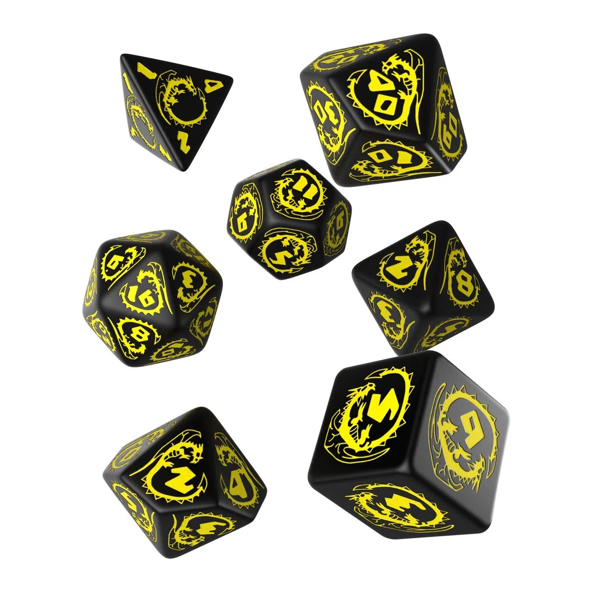 Q-workshop DRA03 Set Dadi Draconici - Nero, Giallo