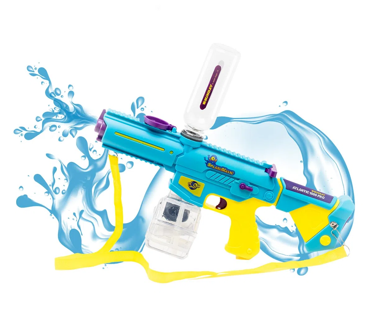 ODS - Splashmatic Atlantic 1000 PRO, Spara Acqua a Batteria con Ricarica USB, Pistola ad Acqua Lunghezza 50 cm, Capacità Serbatoio 1000 ml, Automatico e Manuale, Età Consigliata +6 Anni