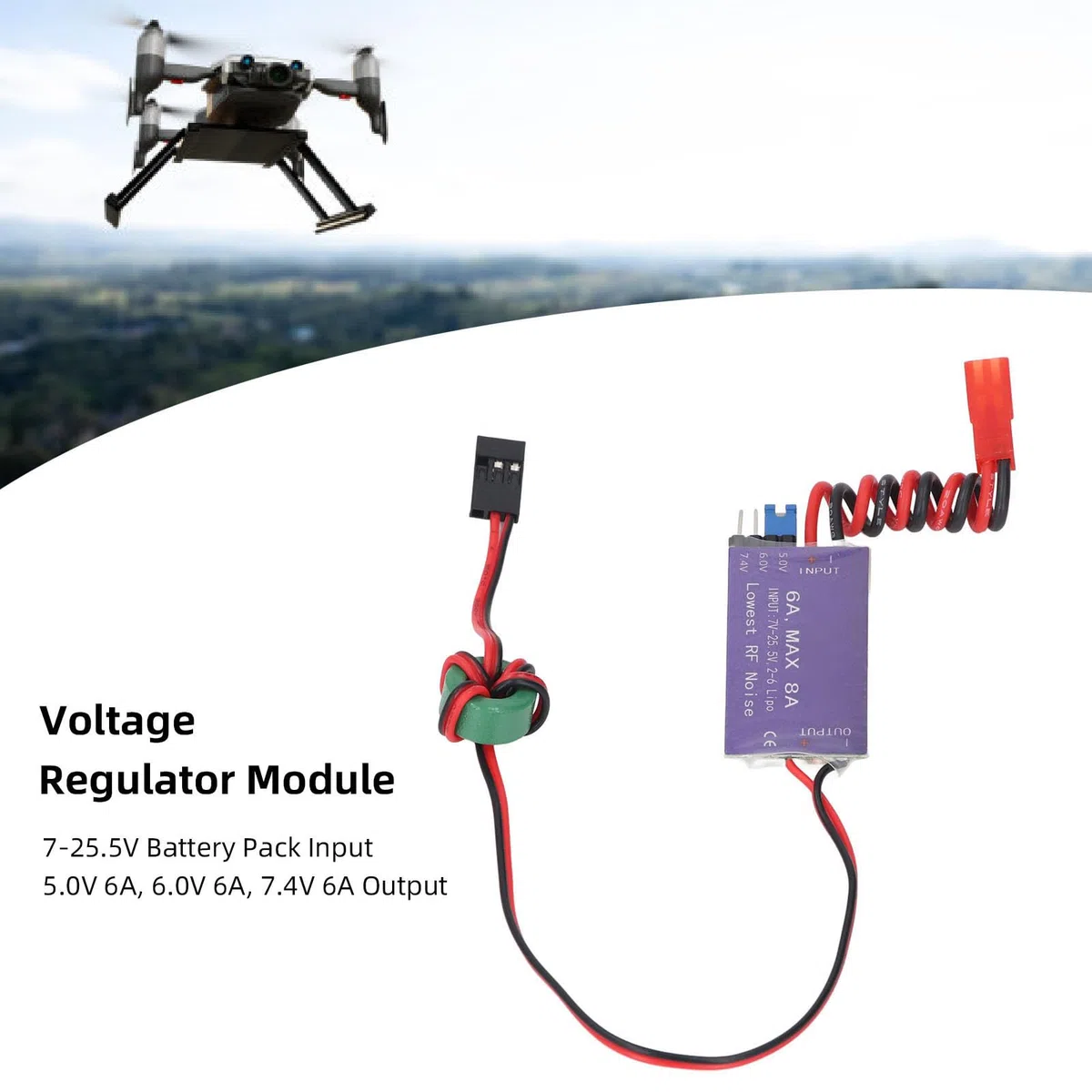 Modulo Regolatore di Tensione UBEC Esterno per Elicotteri RC, Ingresso Pacco Batteria 7-25,5 V, Uscita 5 V 6 V 7,4 V 6 A