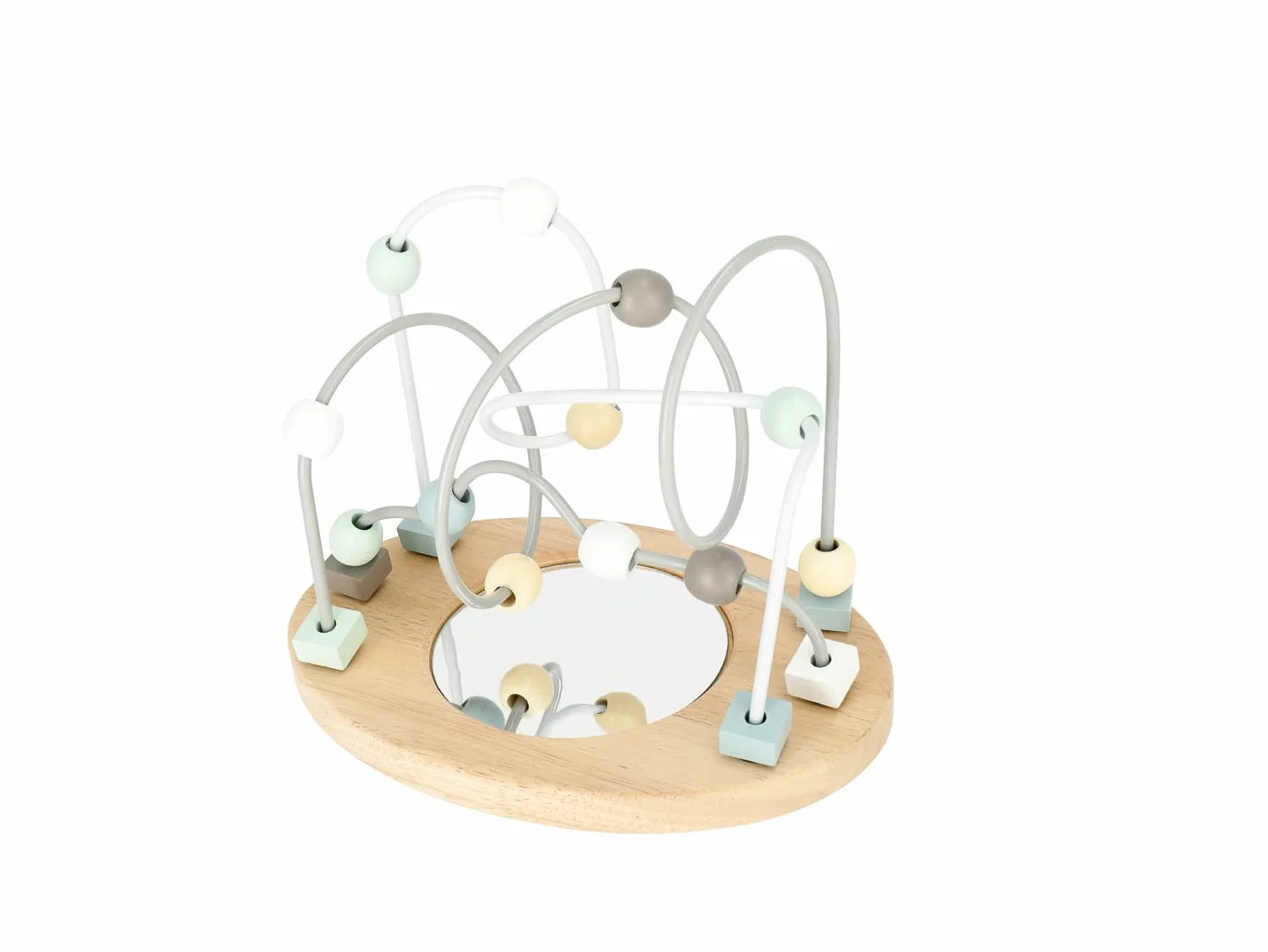 Bieco Labirinti di Perline di Legno con Specchio | Giochi Montessori | Giochi Educativi per Bambini 1 Anno