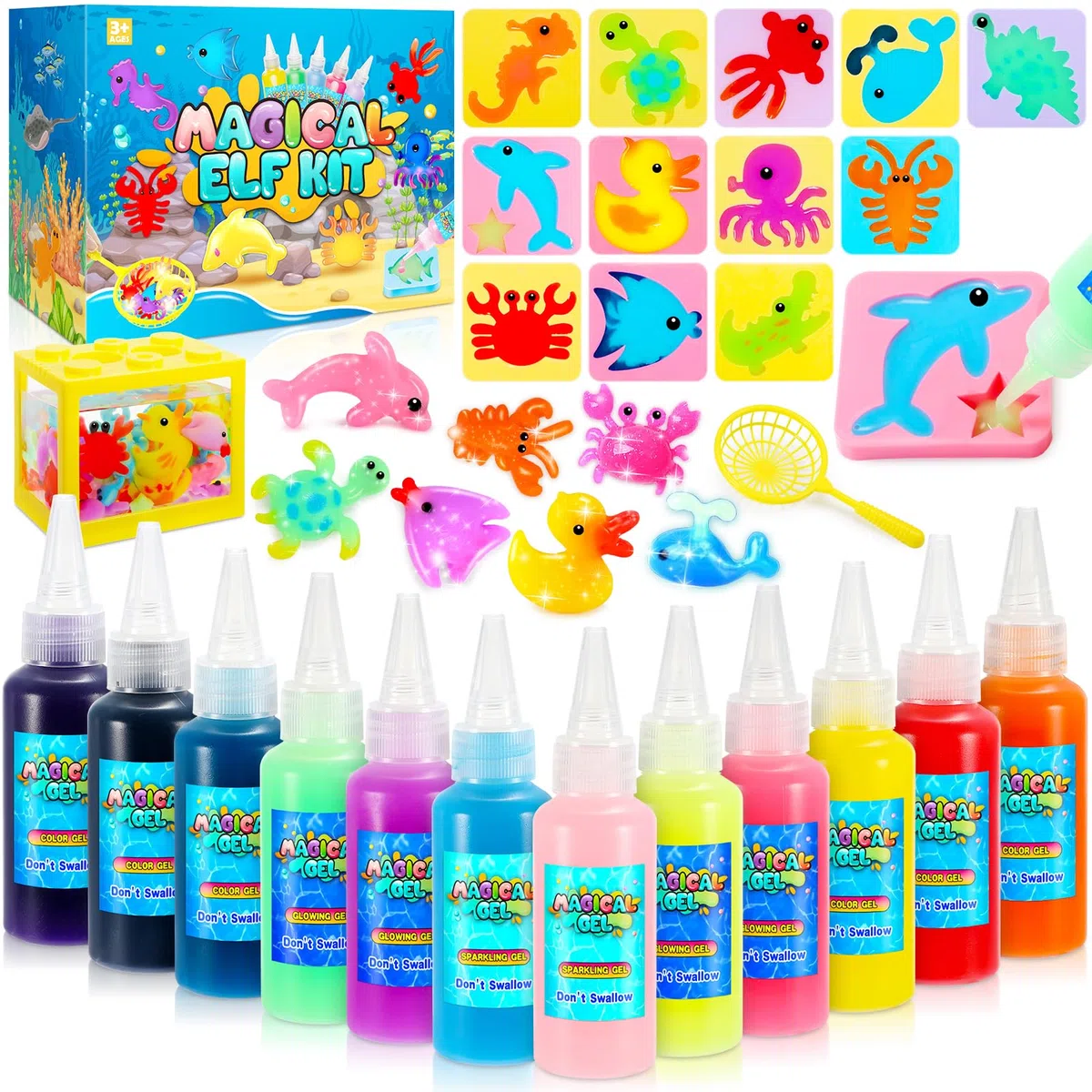 Wootoyz Magico Water Elfo, Kit Gel Acqua Bambini Giochi Bambina Bambino 4 5 7 8 Anni Regalo Bambina Bambino 4 5 6 7 8 Anni Creativi Giocattolo Educativo Kit Pittura Bambini con 12 Colori e 12 Forme