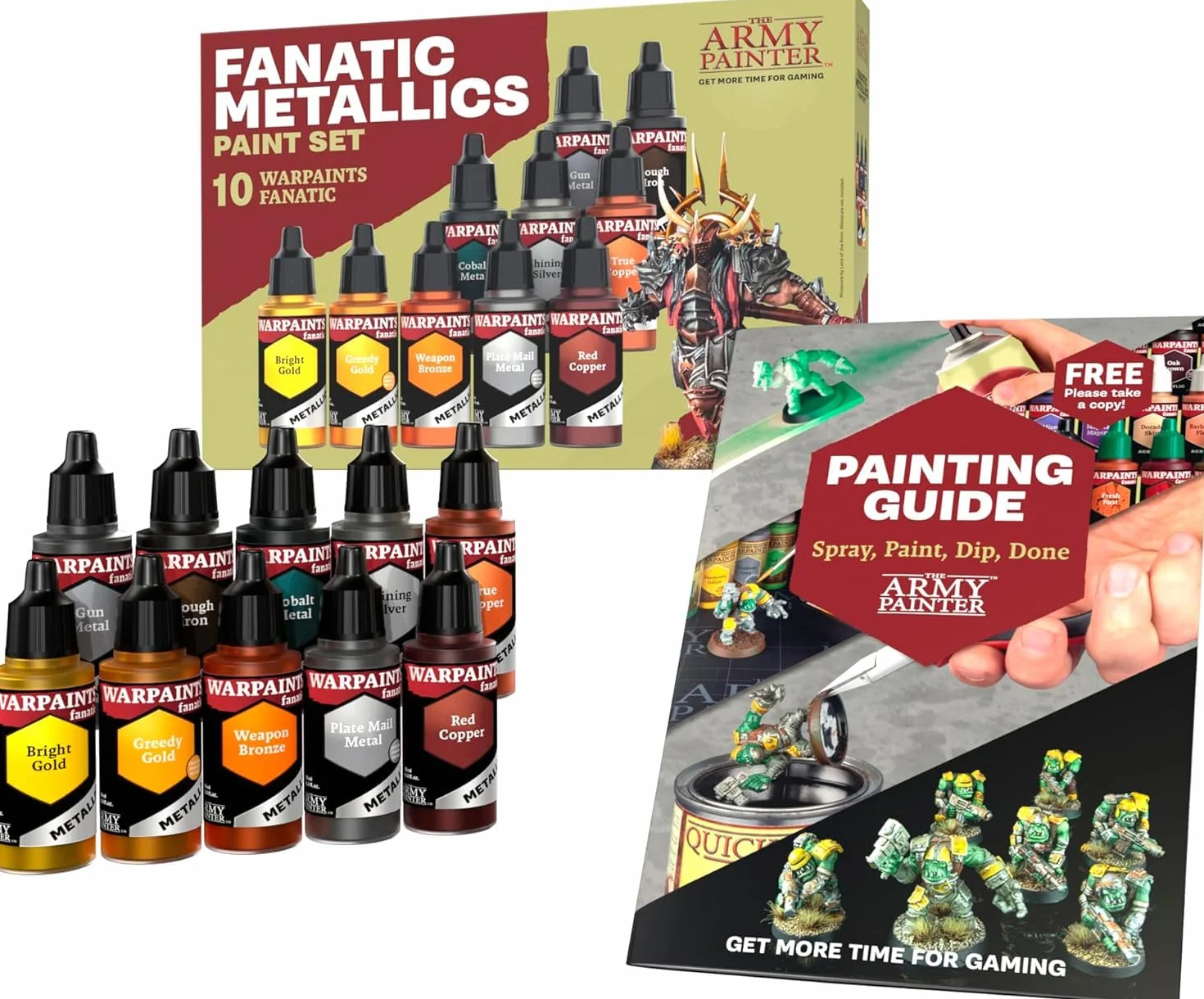 The Army Painter Warpaints Fanatic: Metallics Miniature Paint Set, 10 Vernici Acriliche Metallizzate da 18ml, Incl. Oro, Rame, Metallo, Bronzo e Argento