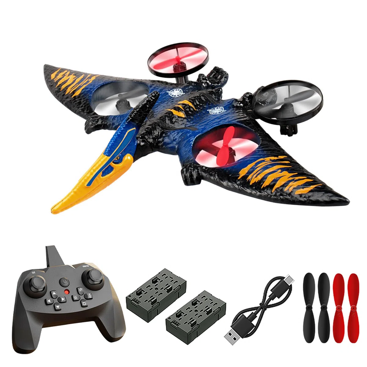 Drone giocattolo dinosauro pterodattile per bambini, facile da volare, drago, aereo telecomandato, giocattolo volante, regalo di compleanno per ragazzi, hobby, aereo telecomandato (blu)