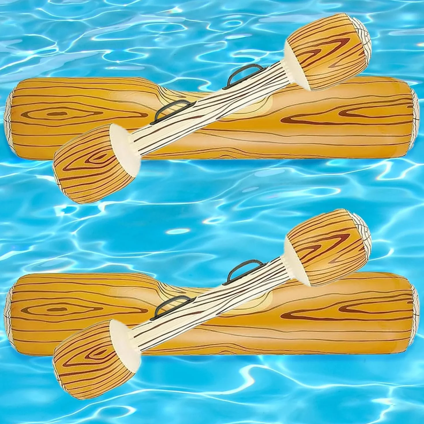 4 Pz Set Giocattoli Gonfiabili Galleggianti a Remi, Da Mare, Battle Log Pool Zattere Festa, Festa in Piscina Giochi Sportivi Acquatici Zattere Originali Giocattoli Galleggianti per Adulti