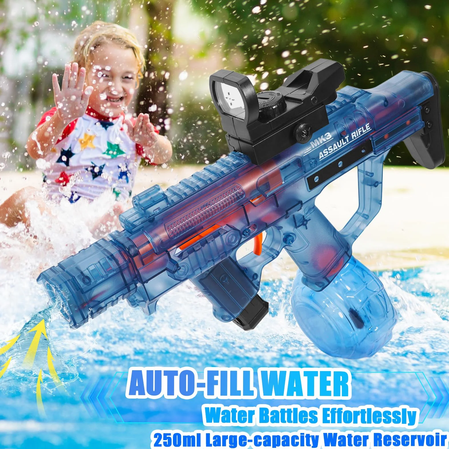 Pistole ad Acqua Elettriche, Pistola ad Acqua Elettriche per Bambini, Fino a 10m Pistole ad Acqua Potenti, Giocattolo Blaster ad Acqua per Feste Estive, Giardino, Piscina, Spiaggia