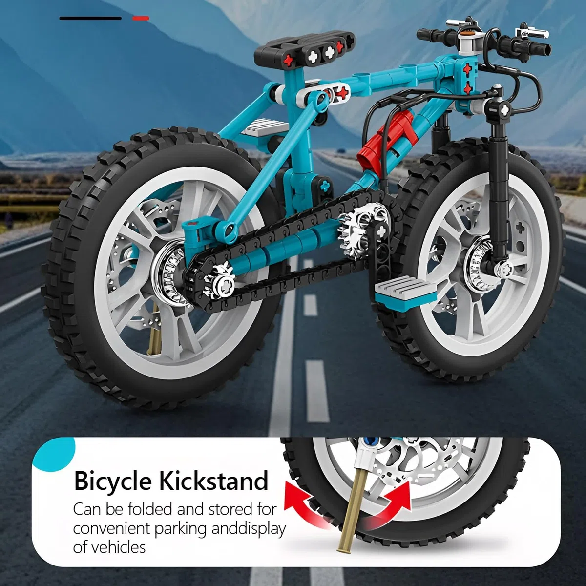 Set di mattoncini da costruzione per bicicletta, 180 pezzi, per mountain bike, modello di display per bicicletta, giocattolo educativo menta, regalo per adulti, bambini dai 6 anni in su, (blu