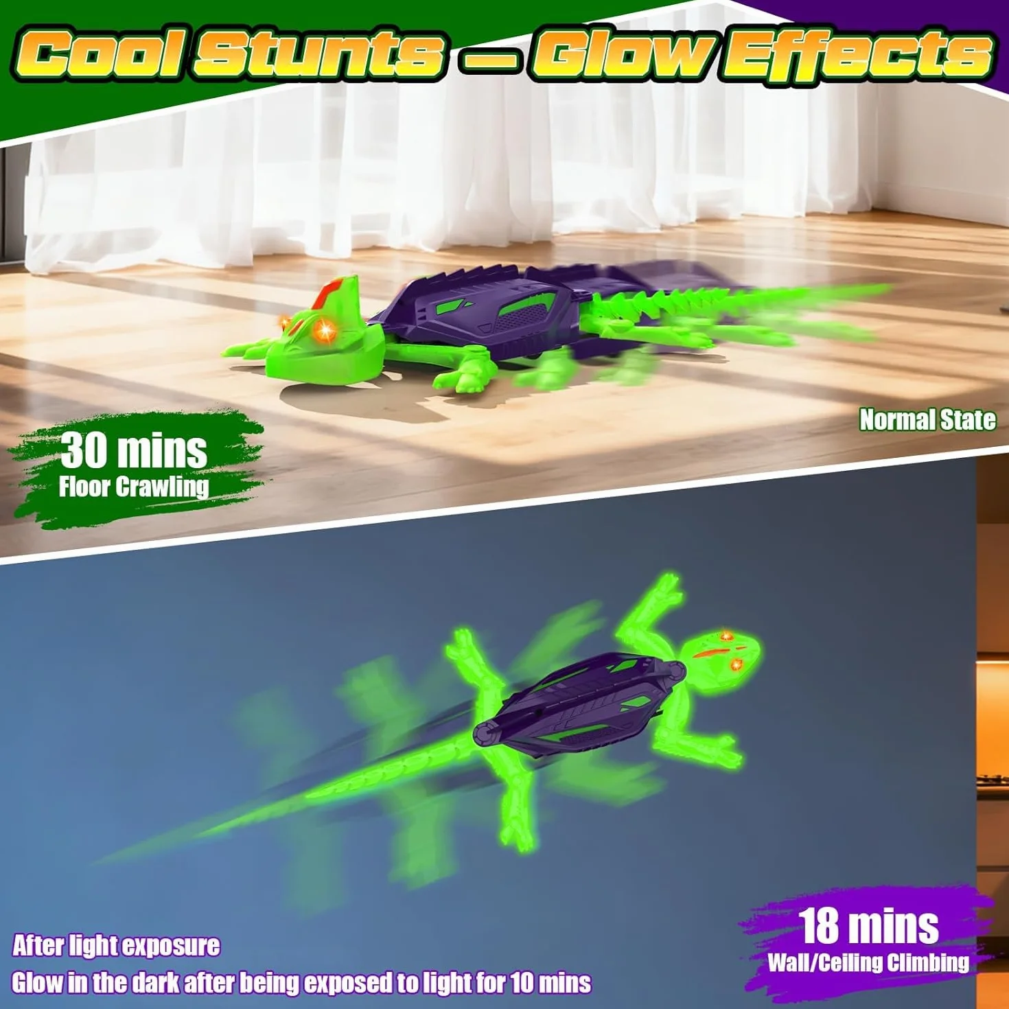 Goody King Geco Telecomandato - Rettile che Scala Pareti e Soffitti - Giocattolo con Movimenti Realistici e Rotazione 360° - Giocattoli interattiviper - Regalo per Bambini e Bambine da 3+ Anni
