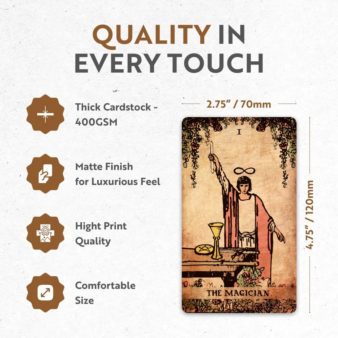 CRAFTERIAN Set di Tarocchi Classici - 78 Carte con Bordo Dorato, Guida Completa di 91 Pagine, Perfetto per Principianti, Elegante e Leggero, Esperienza Autentica dei Tarocchi