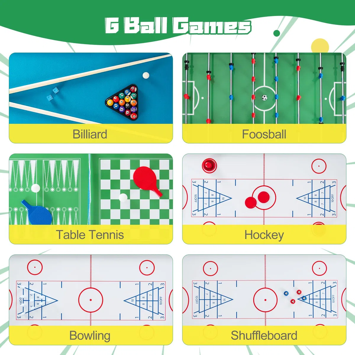 HOMASIS 12 in 1 Tavolo da Gioco, Tavolo Multifunzione con Accessori, Calcio Balilla, Hockey, Ping Pong, Biliardino Professionale per Casa, Bar, Ufficio per Adulti e Bambini dai 6 Anni in su
