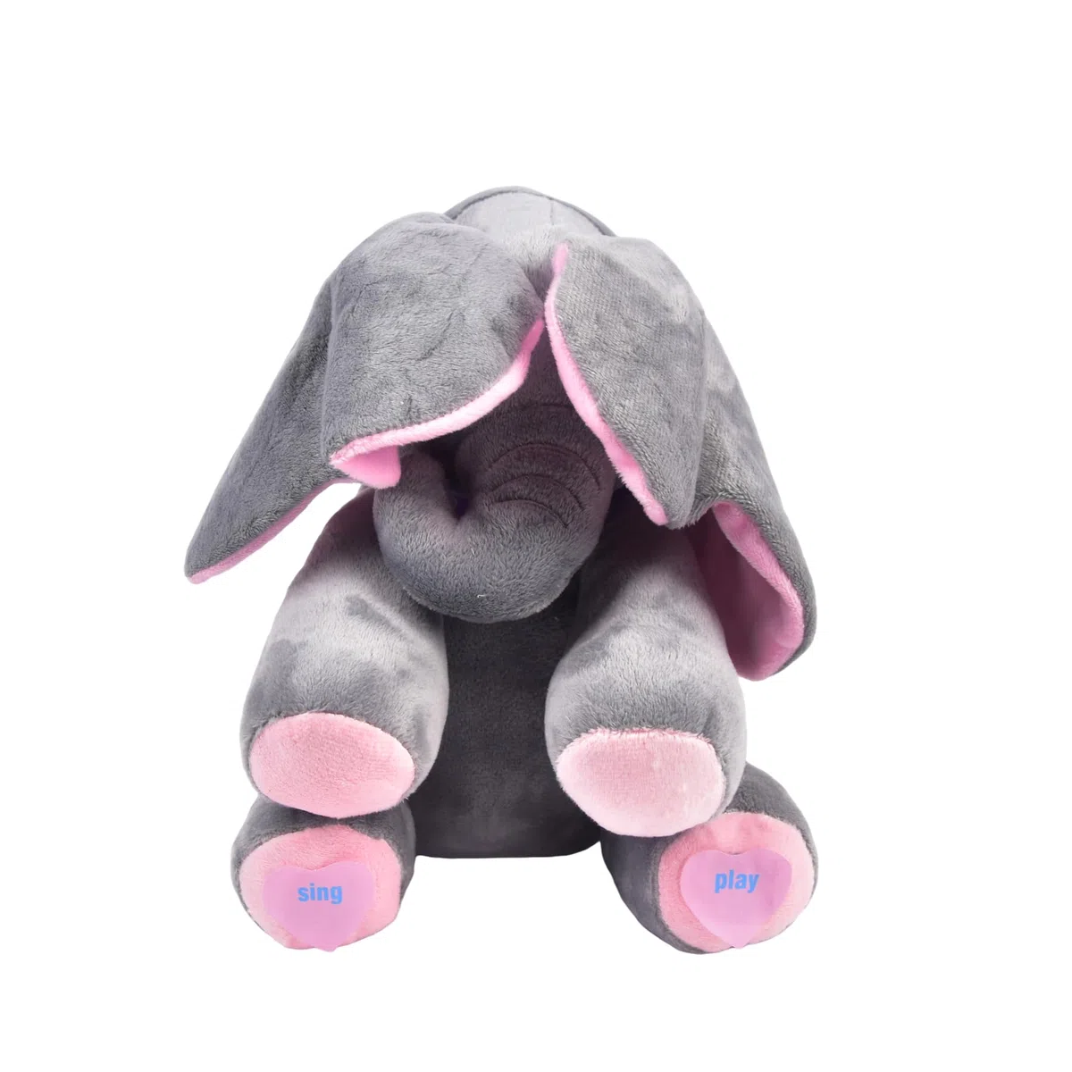 Elefante Elettrico di Peluche Peek-a-boo con Occhi Coperti Musica Giocattolo Interattivo che Canta Animale di Peluche