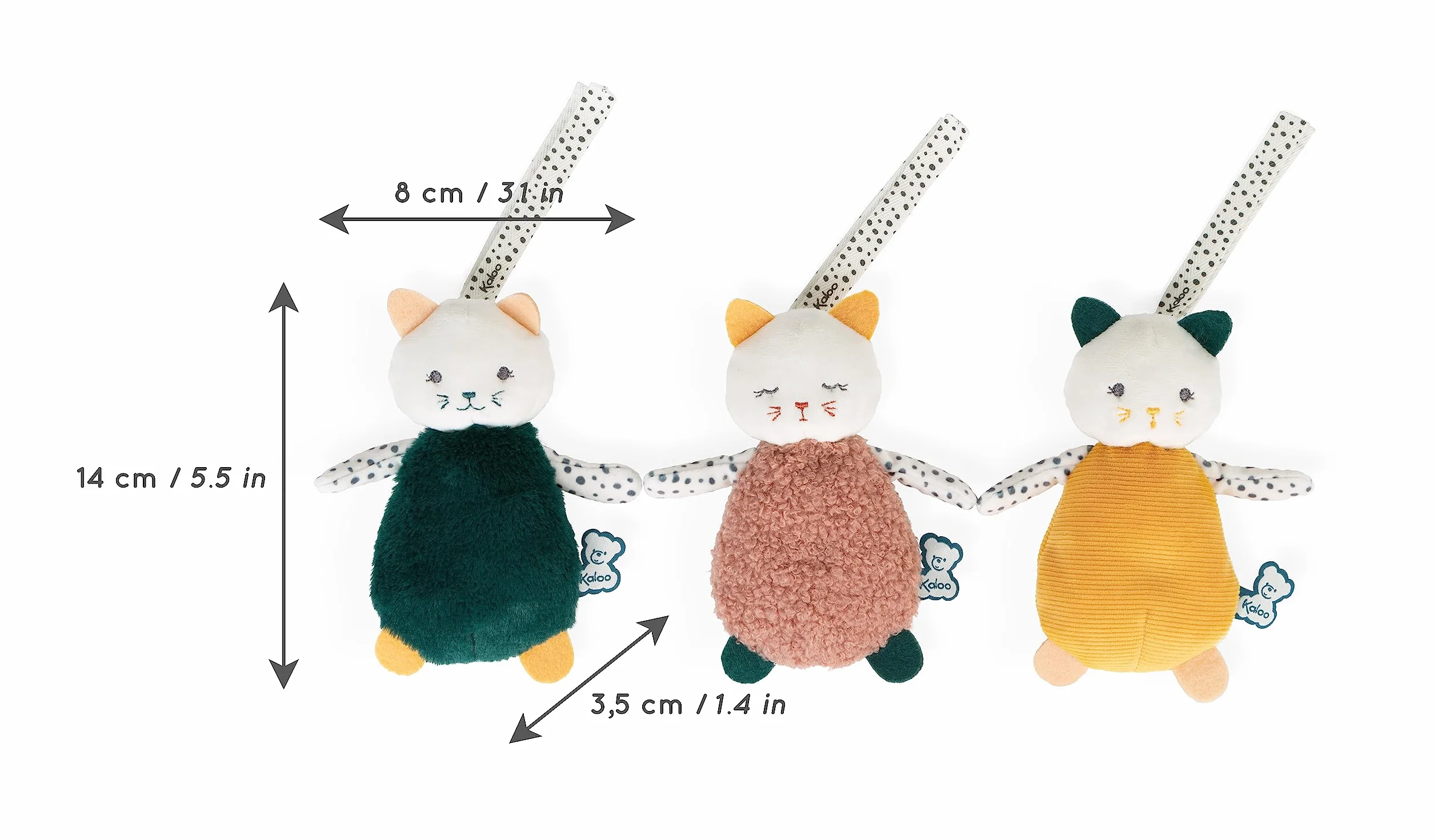 KALOO - Stimuli - I Miei Gattini da Accarezzare - Set di 3 Doudou Multisensoriali per Neonati - Giocattolo Sensoriale Abilità Motorie e Manipolazione - 14 cm - dalla Nascita, K971600