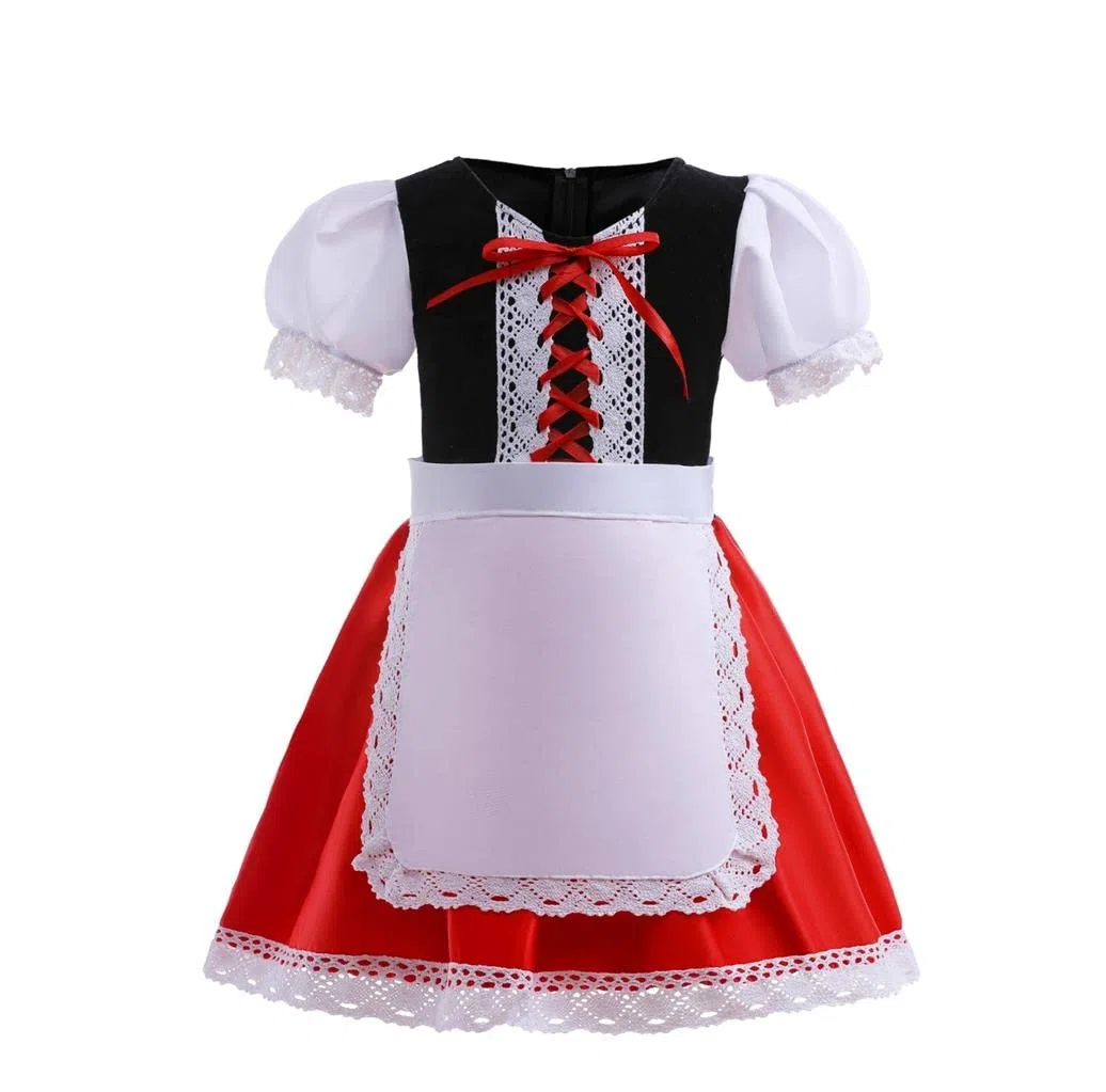 Lito Angels Vestito Costume da Cappuccetto Rosso con Mantello con Cappuccio e Grembiule per Bambina Taglia 2-13 anni