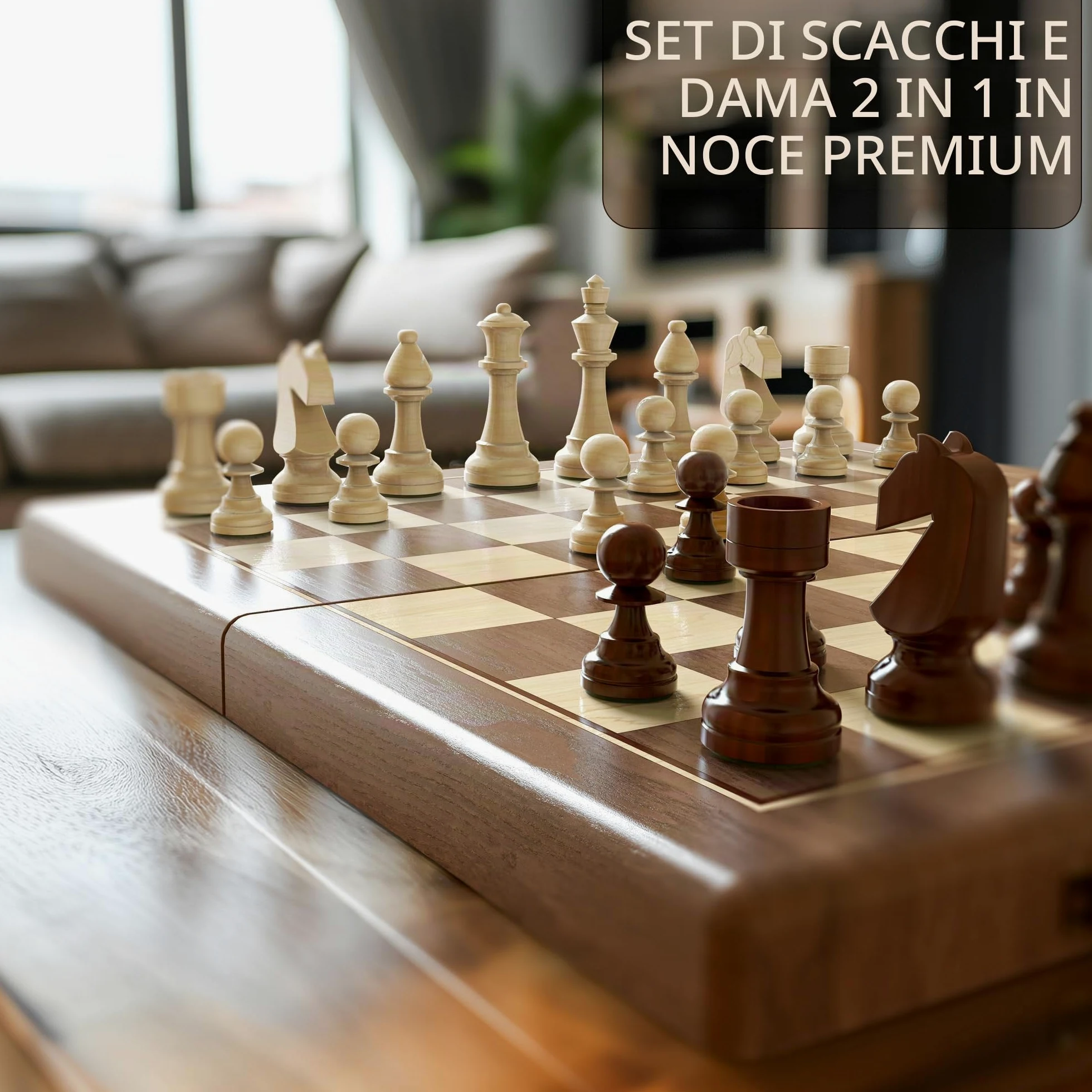 Premium 38 cm, set di scacchi magnetici donna e scacchi da donna – 2 in 1 pieghevole in legno con statuette Staunton, 2 extra, pietre da gioco e sacchetto antipolvere (rosso)