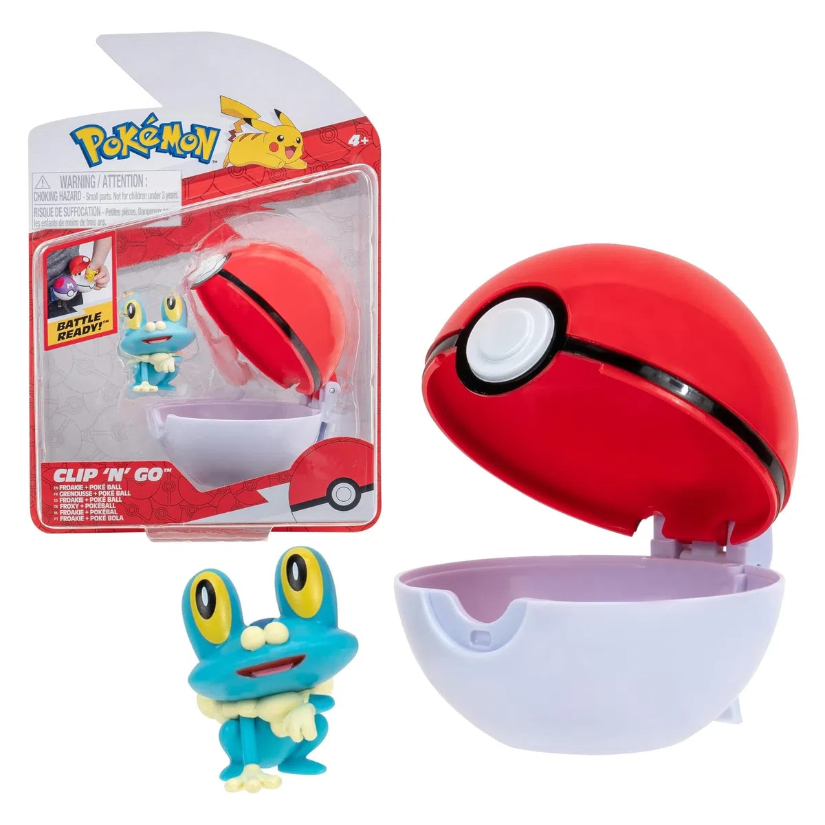 Pokémon PKW3133 – Clip'n'Go Poké Balls – Froxy & Pokéball Ufficiale Poké Ball con Personaggio di 5 cm