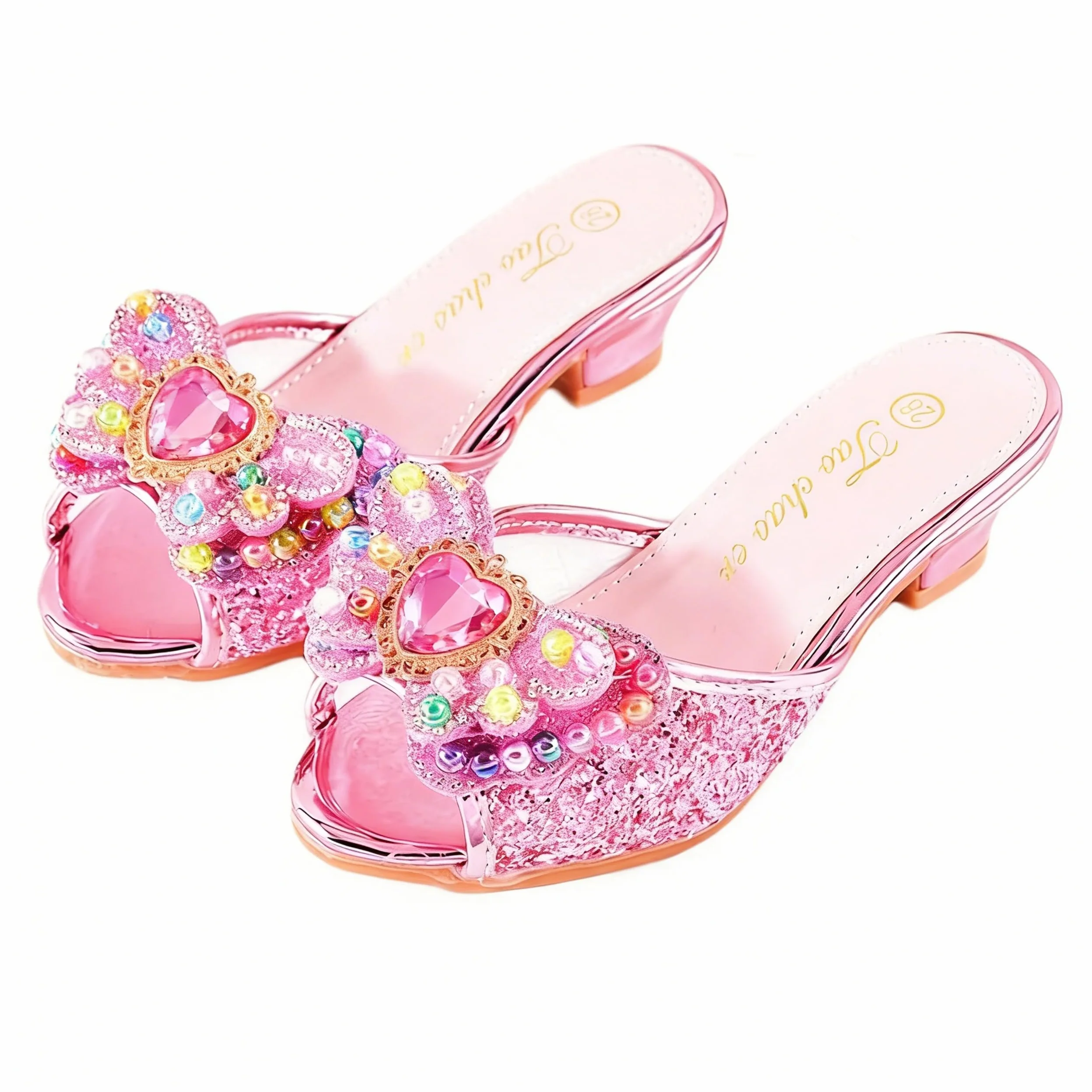 Ragazza Ghiaccio Regina Pantofola Paillettes Fiocco Scarpe col Tacco per Bambine Eleganti Sandali per Bambine Principessa Halloween Natale Carnevale Festa a Tema Estate Rosa 29