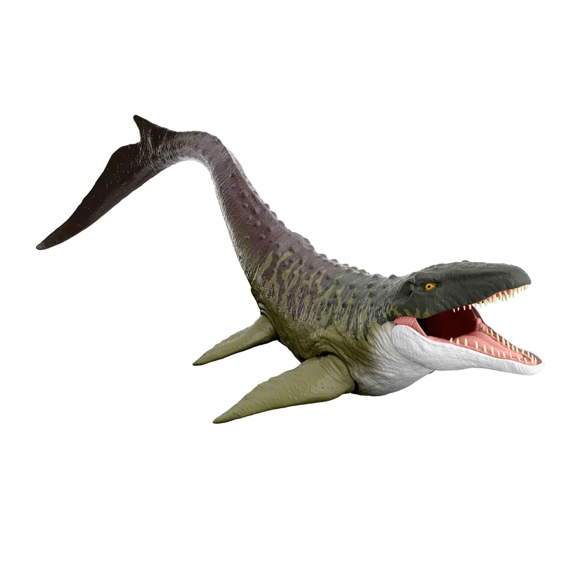Mattel Jurassic World Rebirth - Mosasauro Super Colossale, enorme dinosauro snodato con due mosse d'attacco, look fedele al film, giocattolo per bambini, 4+ anni, JGB51