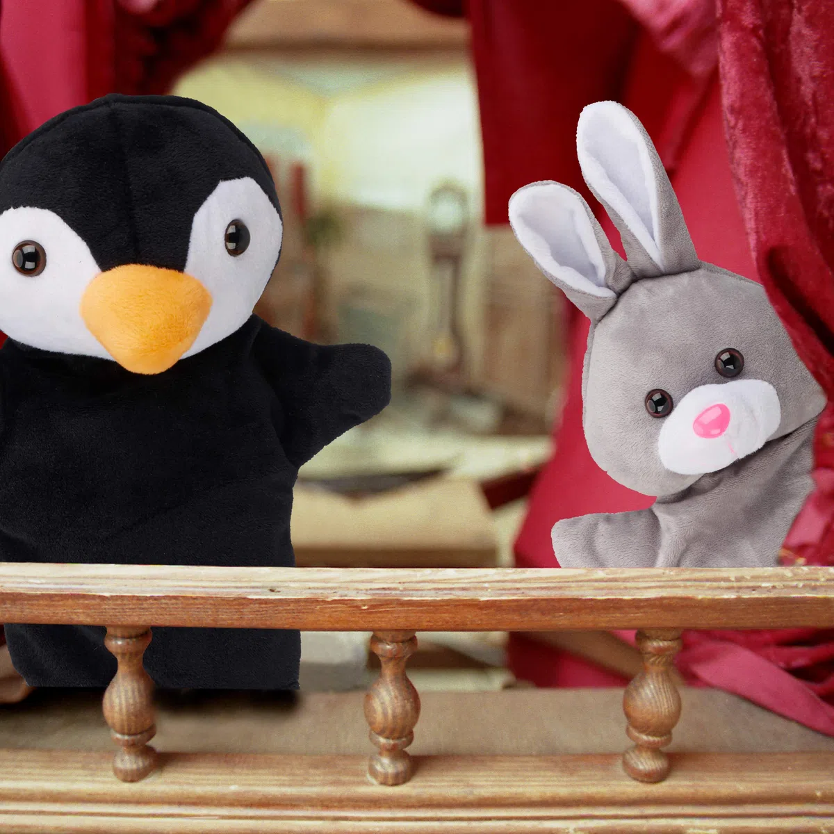 Relaxdays Burattini, Marionette, Bambini, Set da 8 Animali, Pinguino, Scimmia, Unicorno, Bradipo, Fenicottero, colorati