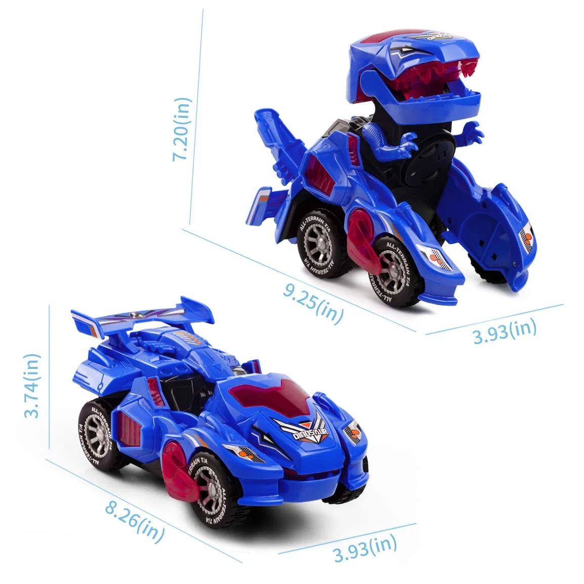 Highttoy Dinosauro Robot Giocattolo Bambino 3 4 5 6 Anni Maschio, Macchina Trasformabile in Dinosauro Automatico con con Luci e Musica, Regalo Bambino 3 4 5 6 Anni, Blu