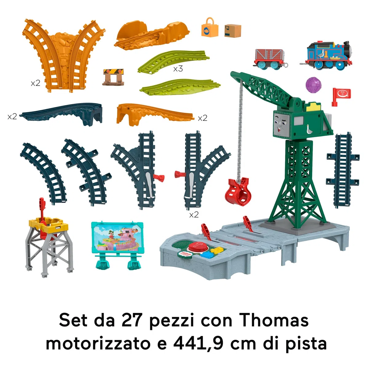 Il Trenino Thomas - I Suoni di Sodor Cranky Delivery, set con tre personaggi della serie, pista con suoni e trenini motorizzati a pile, giocattolo per bambini, 3+ anni, HXG13