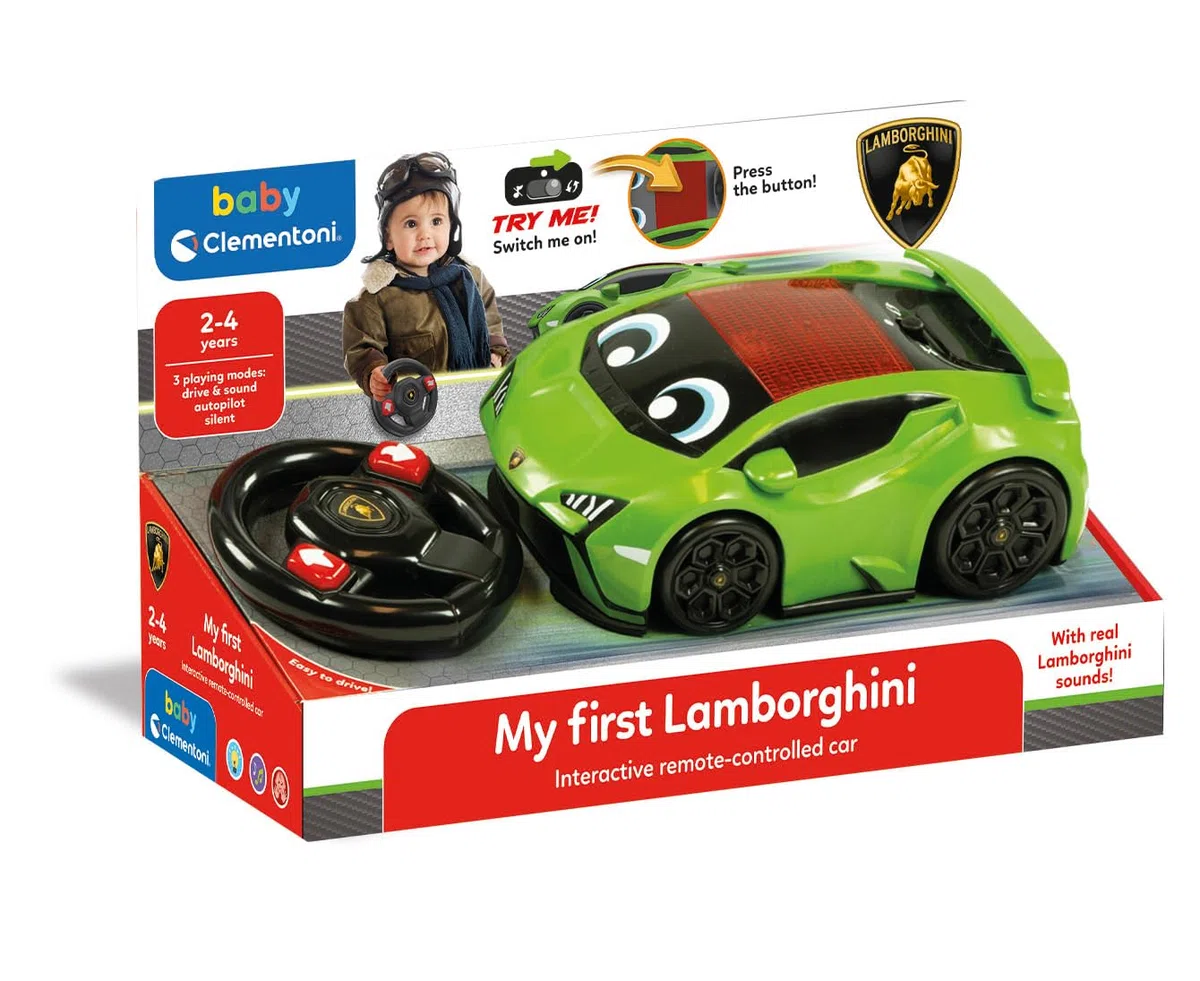 Clementoni - 17845 - My First Lamborghini Huracán Tecnica - Baby Rc Car - Modello Macchinina Telecomandata in Scala, Parlante Ed Interattiva, Bambini dai 2 Anni (in Italiano, Batterie Auto Incluse)