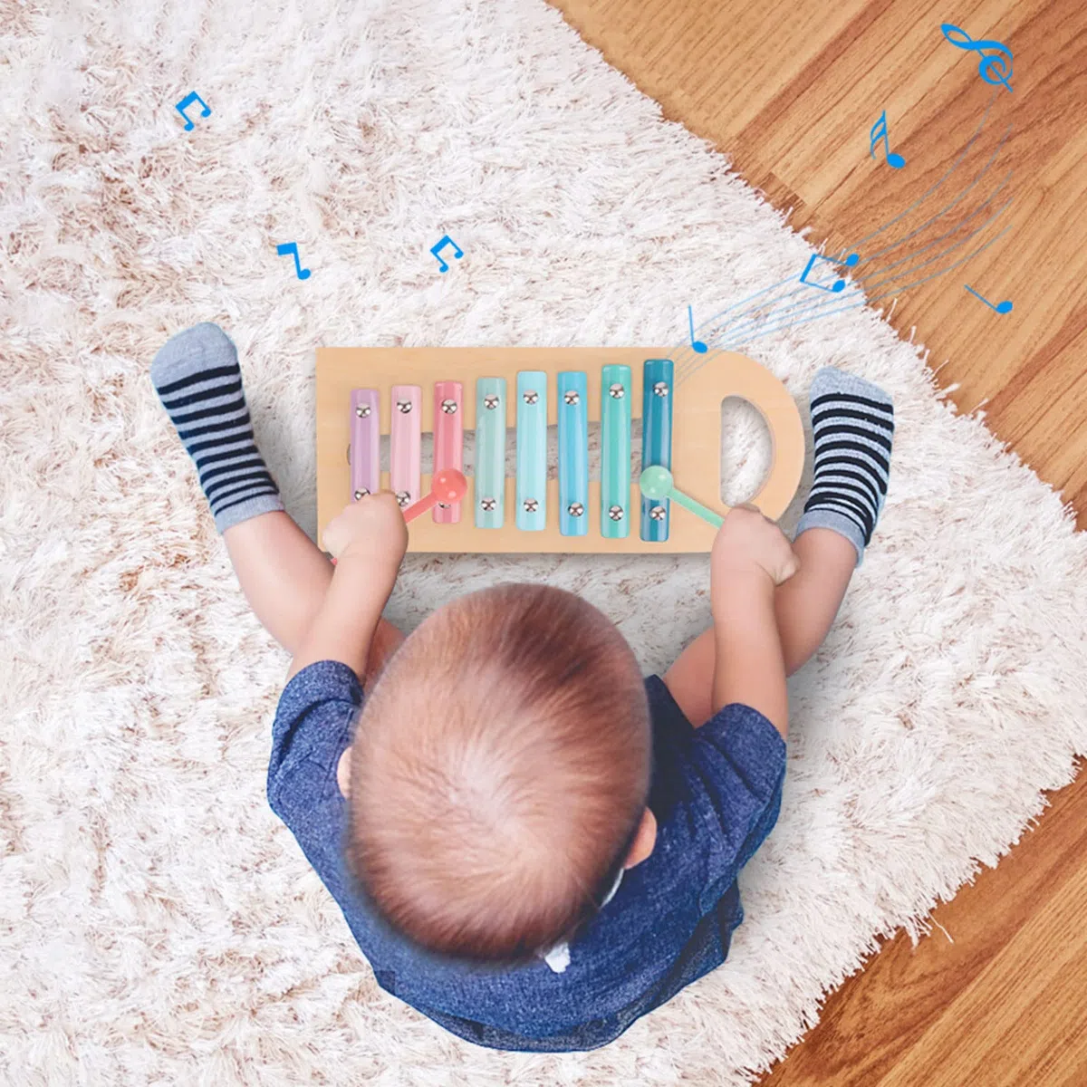 NUKied Banco delle Palline e Xilofono |Giocattolo di Martellamento in Legno con Xilofono e 2 Mazze Giocattolo Educativo in Legno |Regalo di Compleanno di Natale Capodanno per 1 2 3 + Anni Bambino