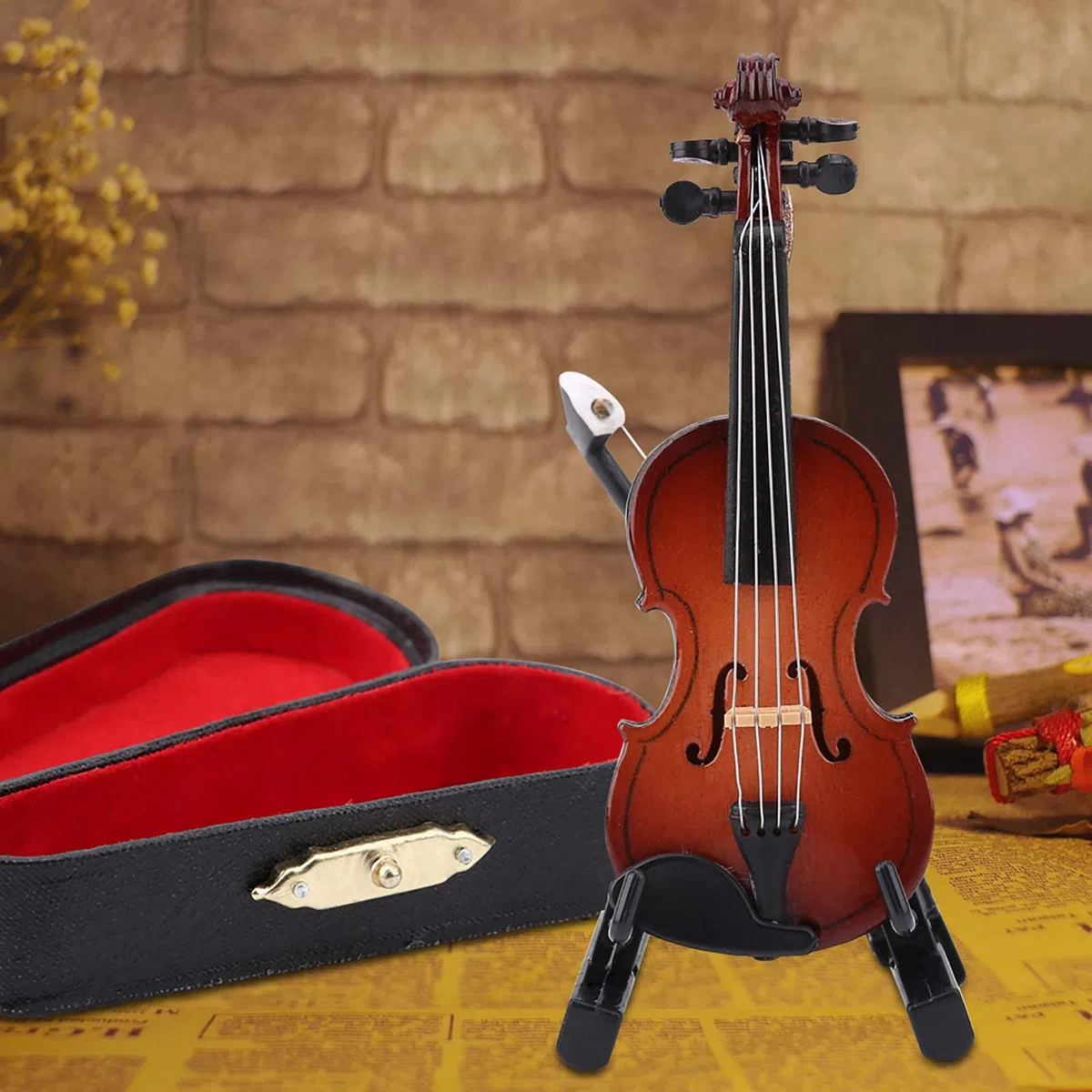 Modello di Violino In Miniatura, Violino in Miniatura in Legno con Custodia Modello di Strumento Musicale per Decorazioni per L'home Office