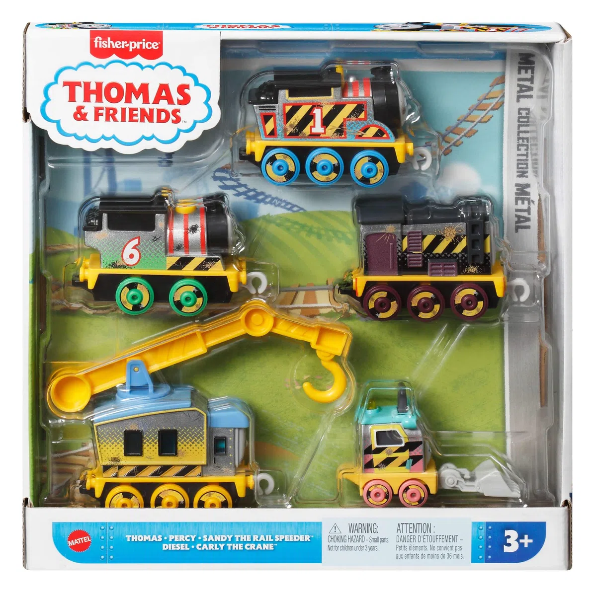 Thomas & Friends - Squadra del Cantiere, set con 5 veicoli locomotiva a tema costruzione ispirati ai personaggi della serie animata, giocattolo per bambini, 3+ anni, JBW26