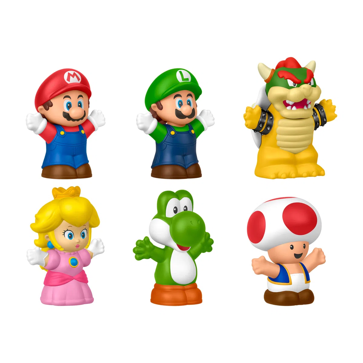 Fisher-Price Little People - My Mario, set con 6 personaggi dal mondo di Super Mario, include Mario, Luigi, Principessa Peach, Toad, Yoshi e Bowser, giocattolo per bambini, 1+ anni, JHG63