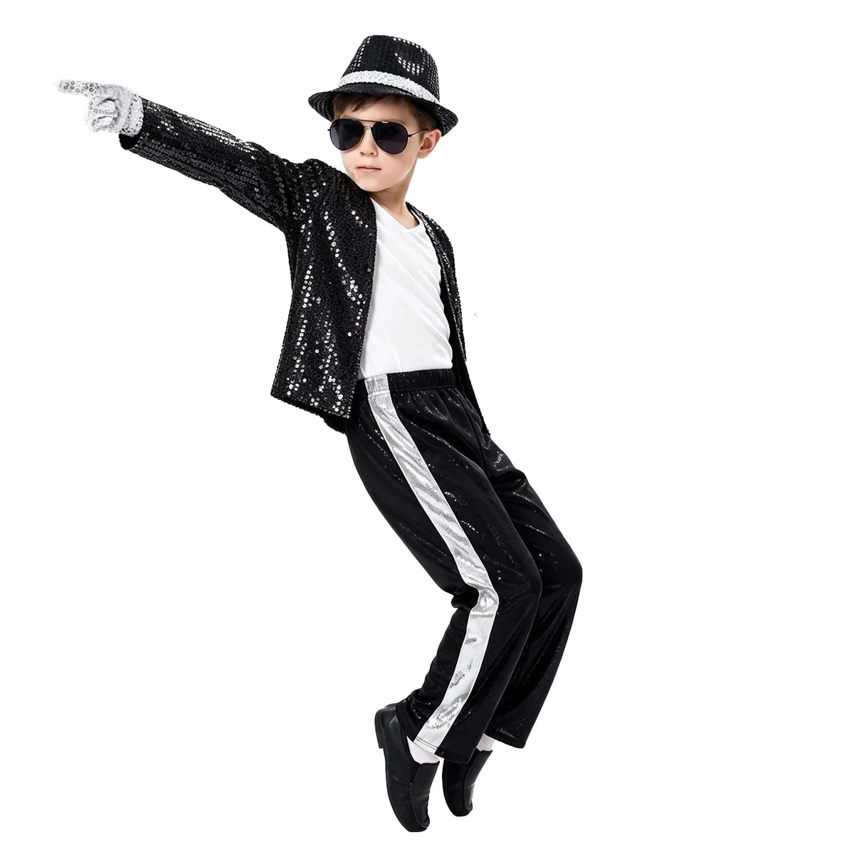 Generico Accessori per costume da pop star per bambini, ballerini anni '80, set cosplay con jazz, discoteca, pop star, costume per la Giornata mondiale del libro