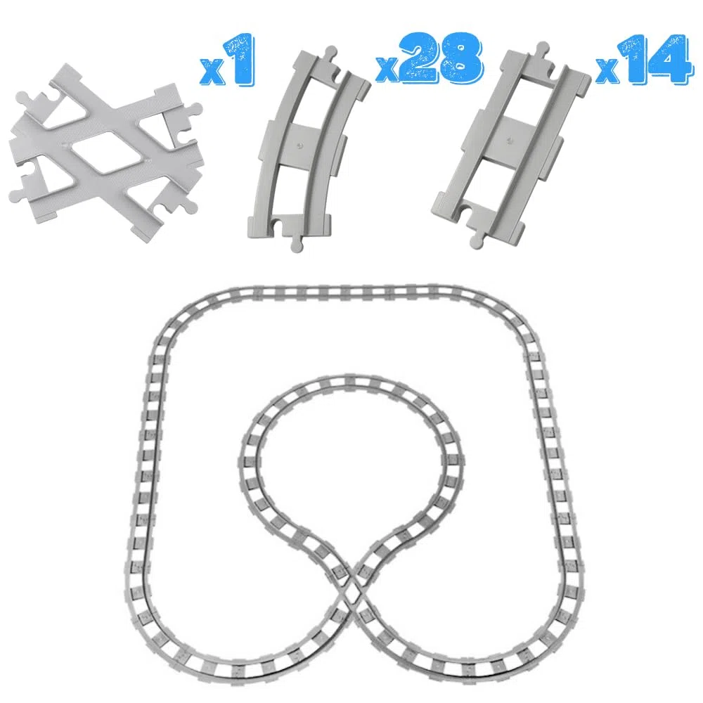 43pz City Set di Binari, Set di Espansione Città Binari, Binari Treno con 28 Binari Curvati, 14 Binari Diritti, 1 Binario Incrociato, Idee Regalo per Ragazzi Ragazze