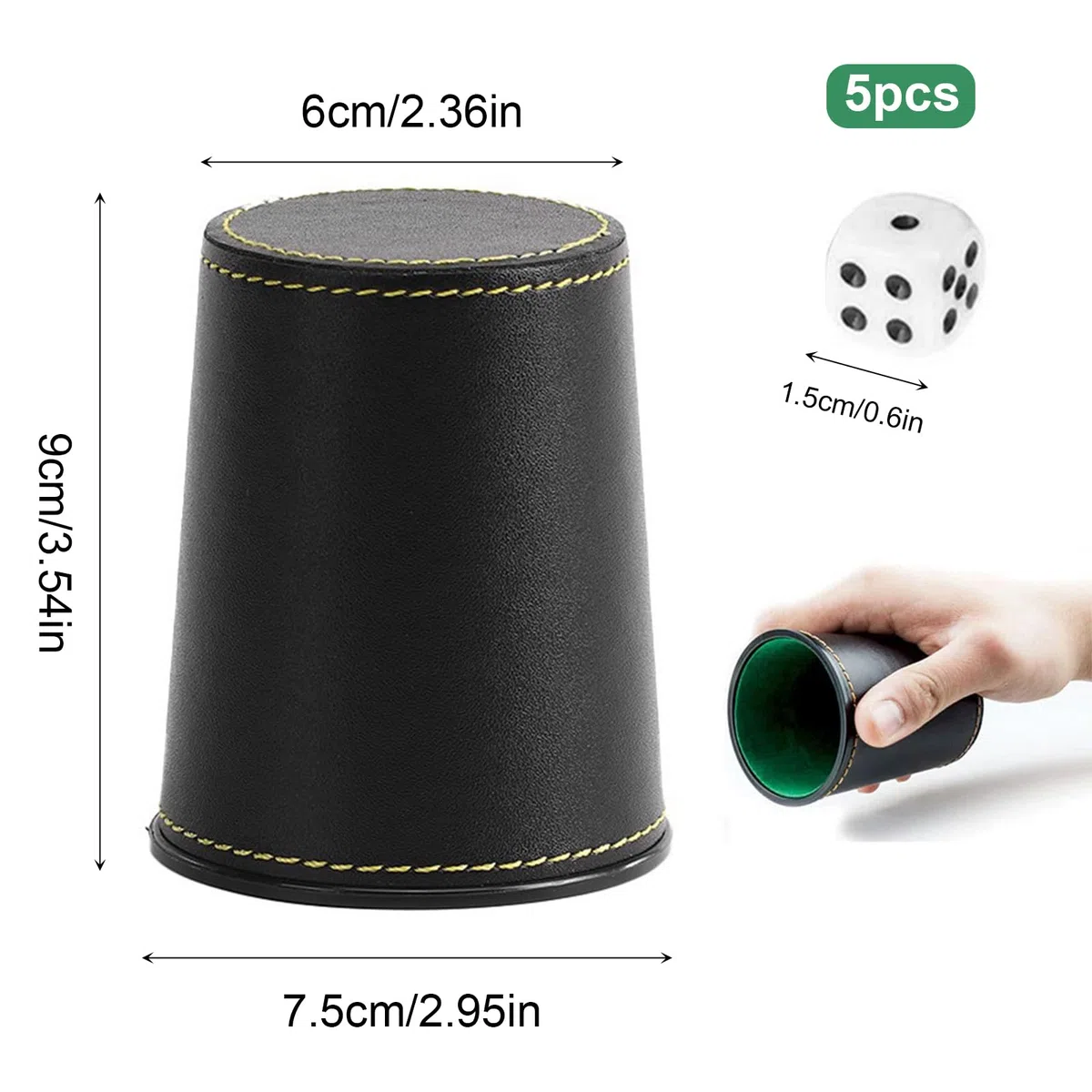 5 Set di Bicchieri per Dadi in Pelle Tazze di Dadi in Pelle PU Set di Tazze per Dadi, Tazza di Dadi in Pelle con 25 Dadi Tazza Agitatore di Dadi